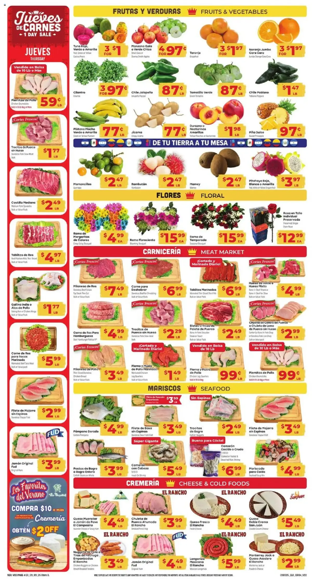 El Rancho Weekly Ad, page 4 of 4, valid 09/09/2026 - 09/15/2026 — Extra Grande, Marinado Diario, Res Para, Ready Eat
