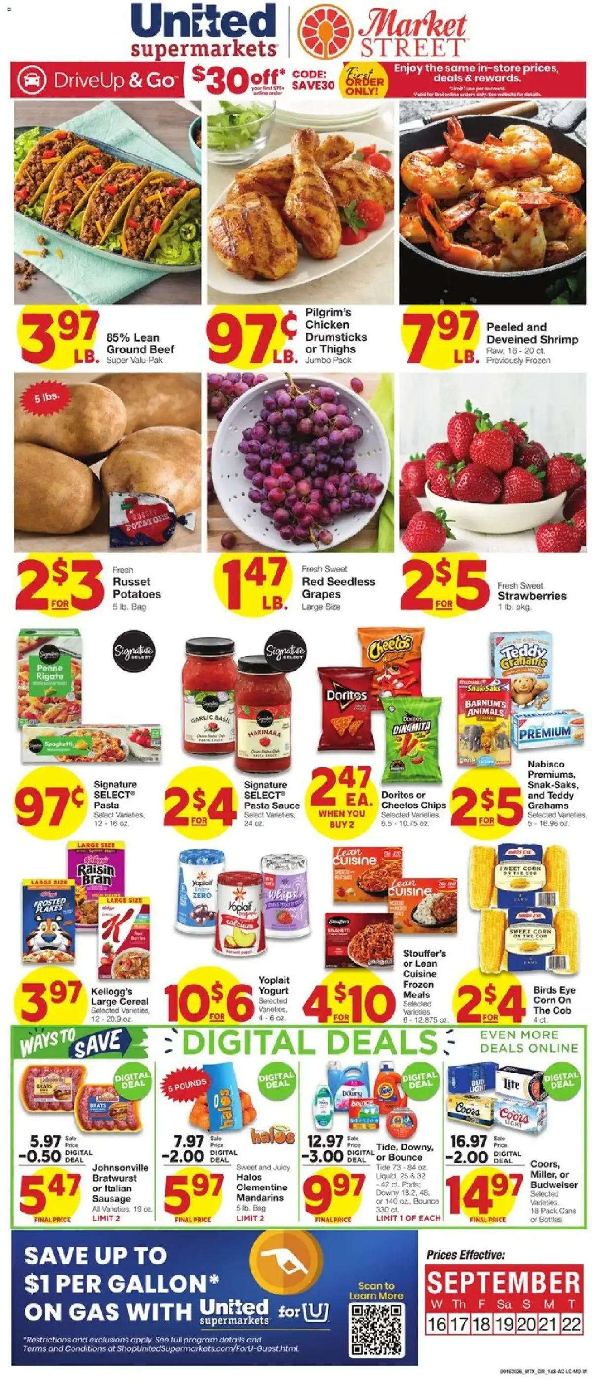 United Supermarkets Weekly Ad, page 1 of 8, valid 09/16/2026 - 09/22/2026