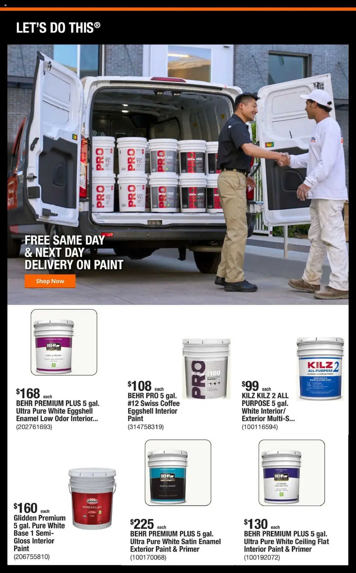 Home Depot Shop Pro Ad, page 3 of 6, valid 09/07/2026 - 09/14/2026 — Paint Primer, Next Day, LET'S This, Pure White