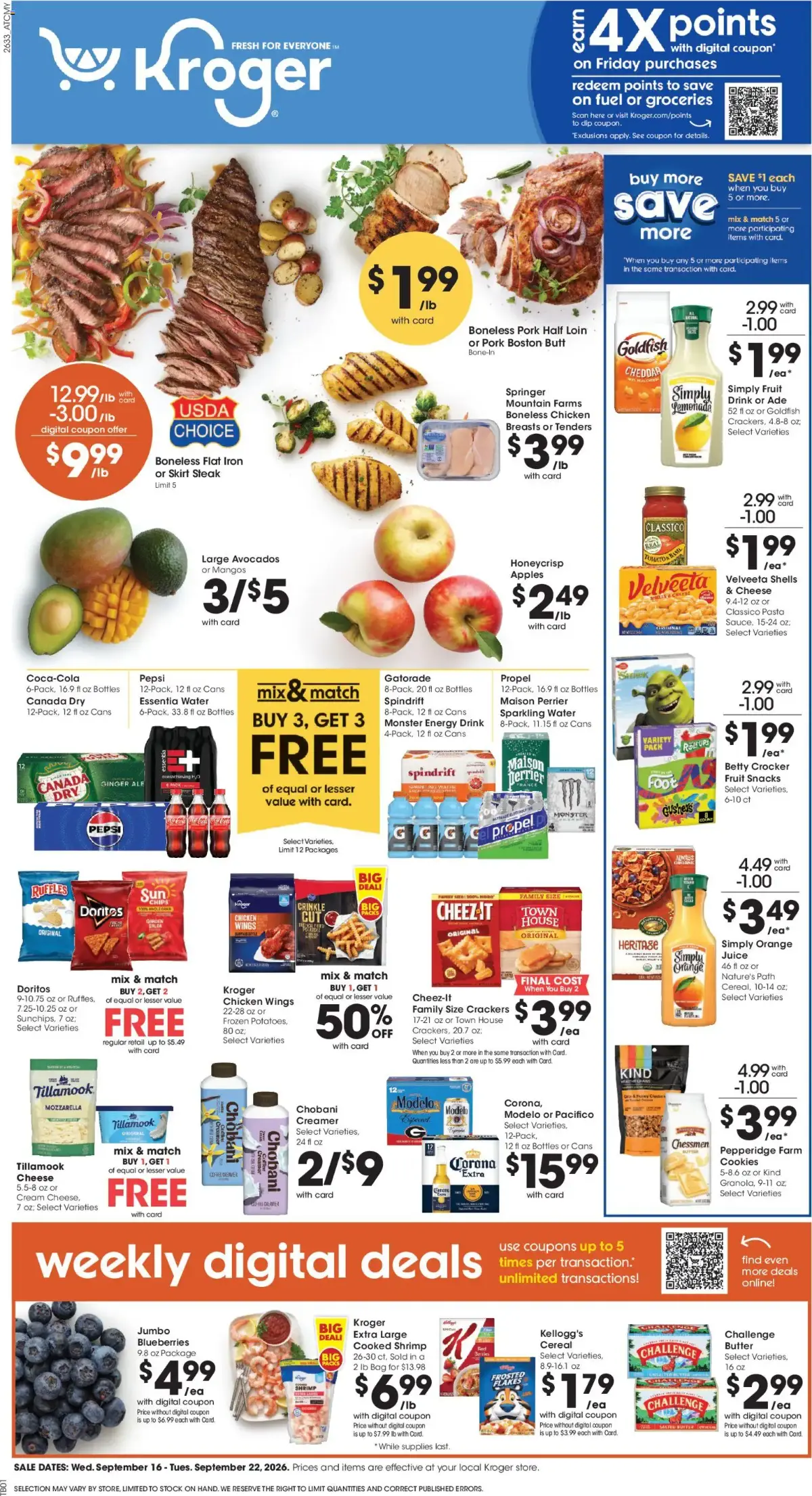 Kroger Weekly Ad, page 1 of 14, valid 09/16/2026 - 09/22/2026