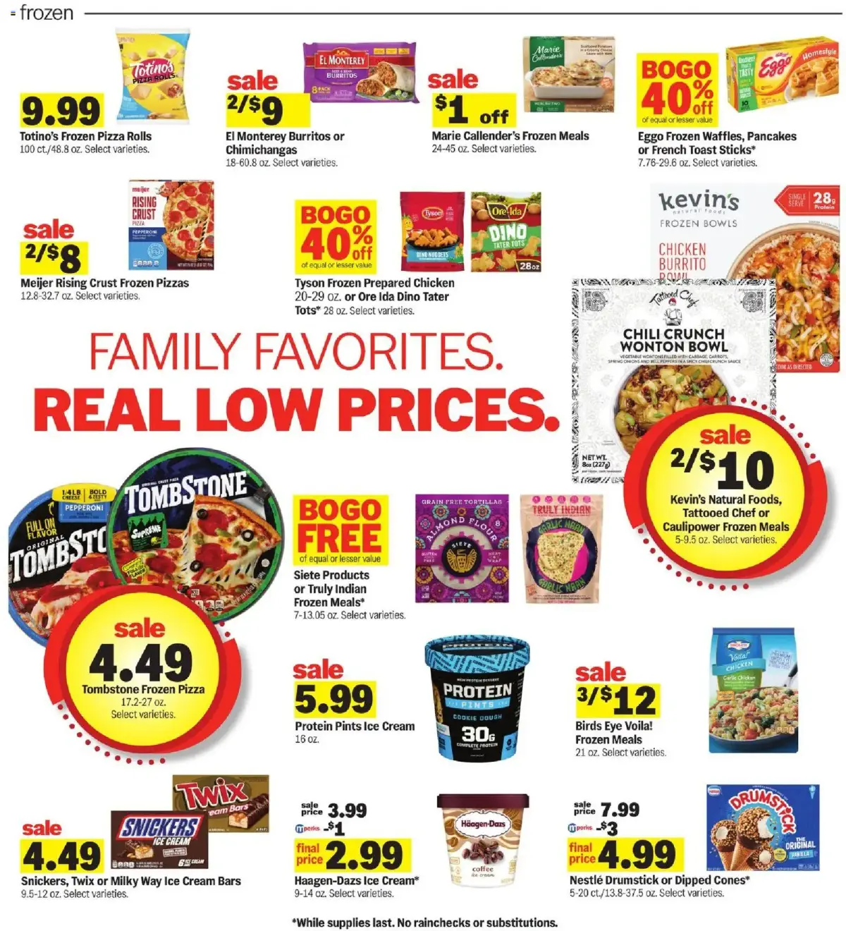 Meijer Weekly Ad, page 8 of 35, valid 09/09/2026 - 09/15/2026 — Frozen Meals, Pizza Rolls, Truly Indian, Protein