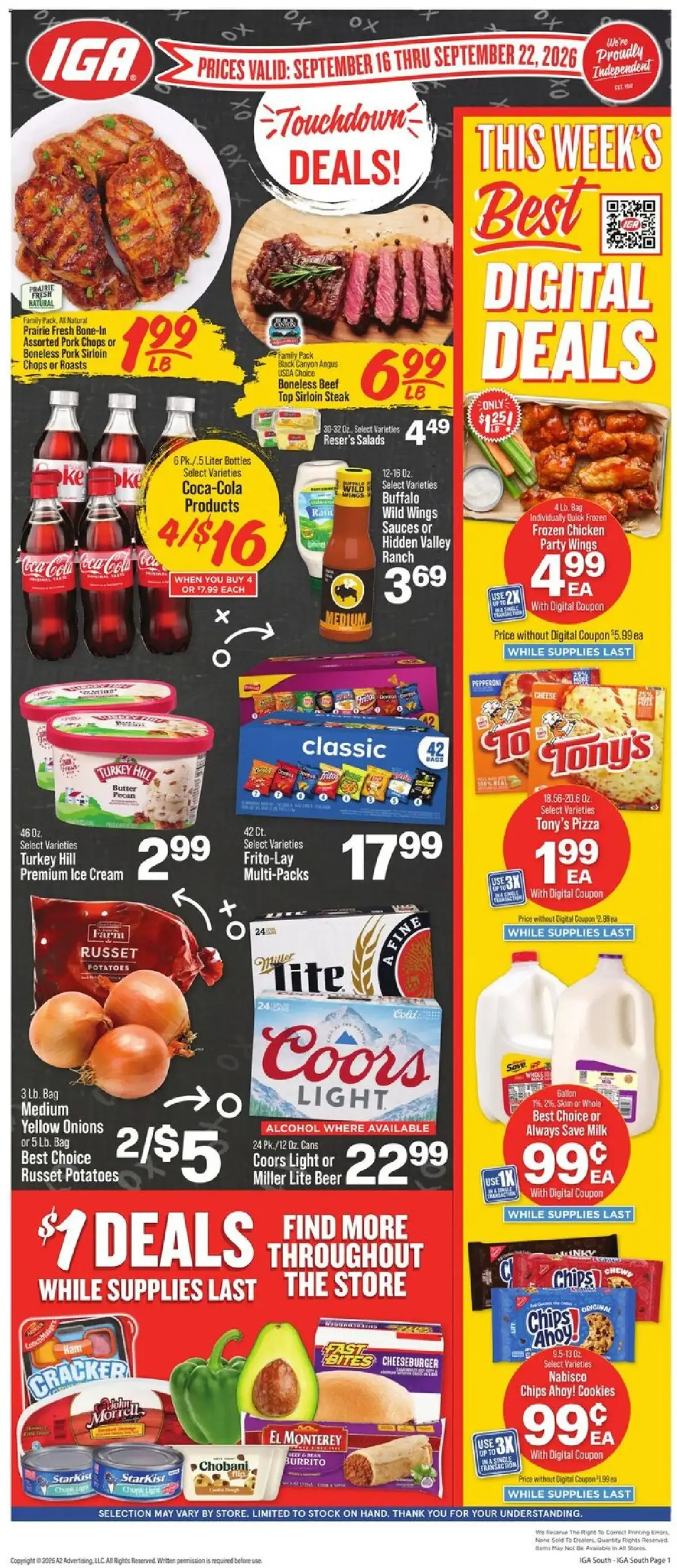 IGA Weekly Ad, page 1 of 5, valid 09/16/2026 - 09/22/2026