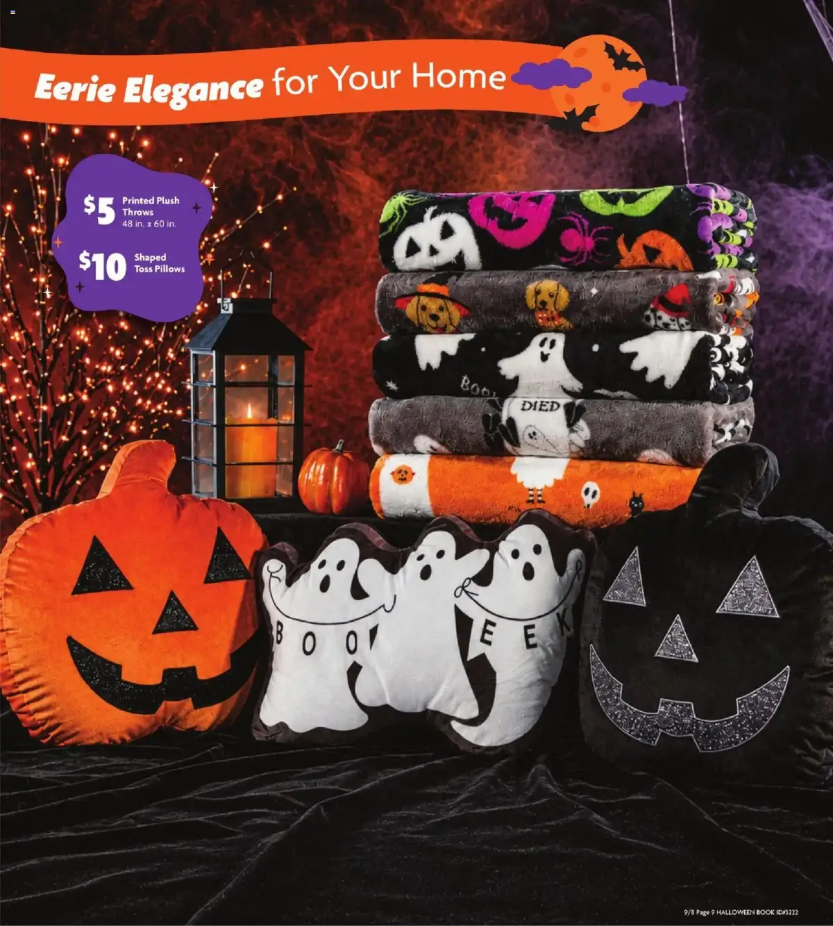 Family Dollar Halloween Book, page 7 of 11, valid 09/08/2026 - 10/31/2026 — Toss Pillows, Printed Plush, Throws, Shaped