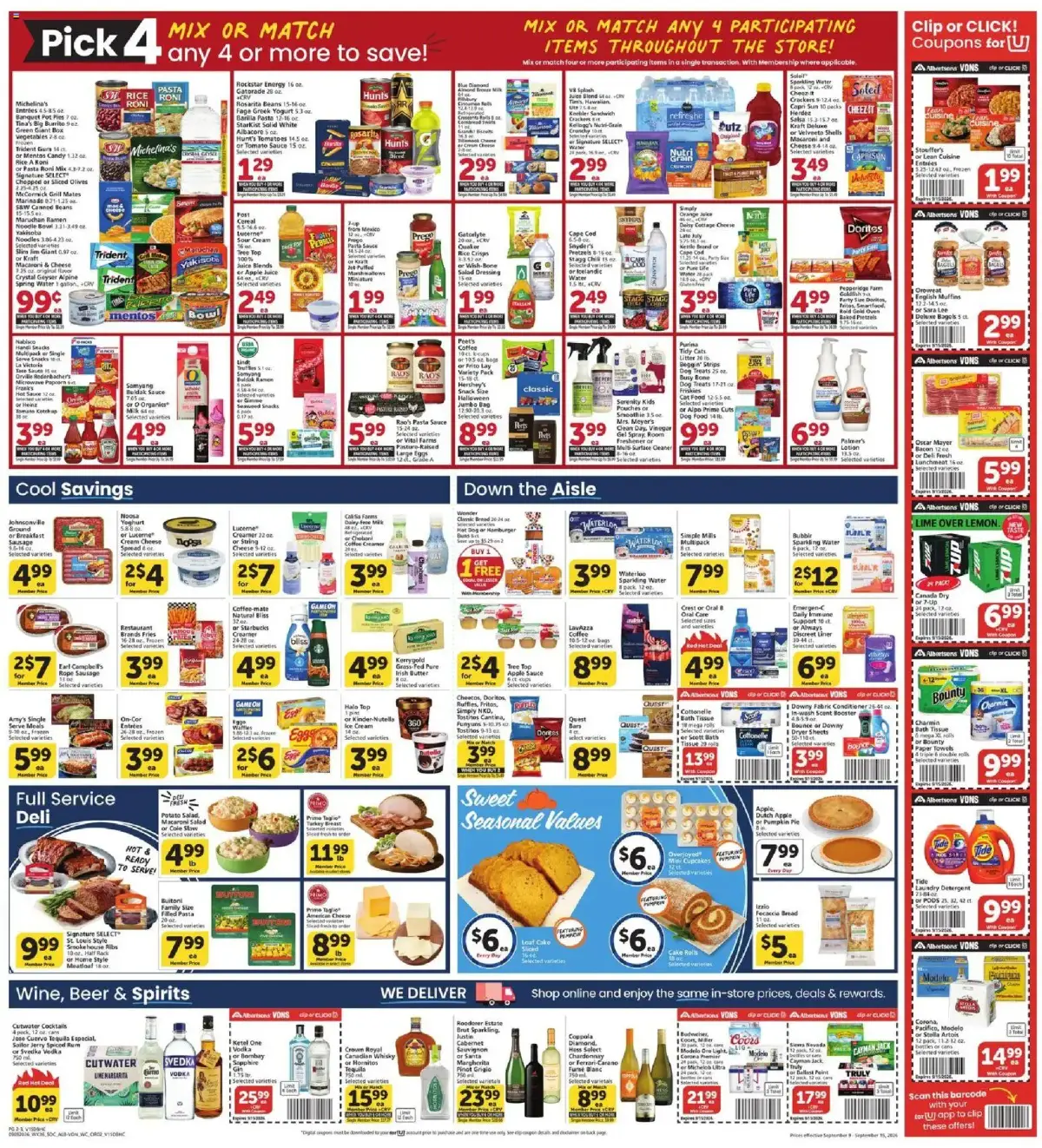 Vons Weekly Ad, page 2 of 6, valid 09/09/2026 - 09/15/2026 — Signature Select, Laundry Detergen, Local, Labor Day