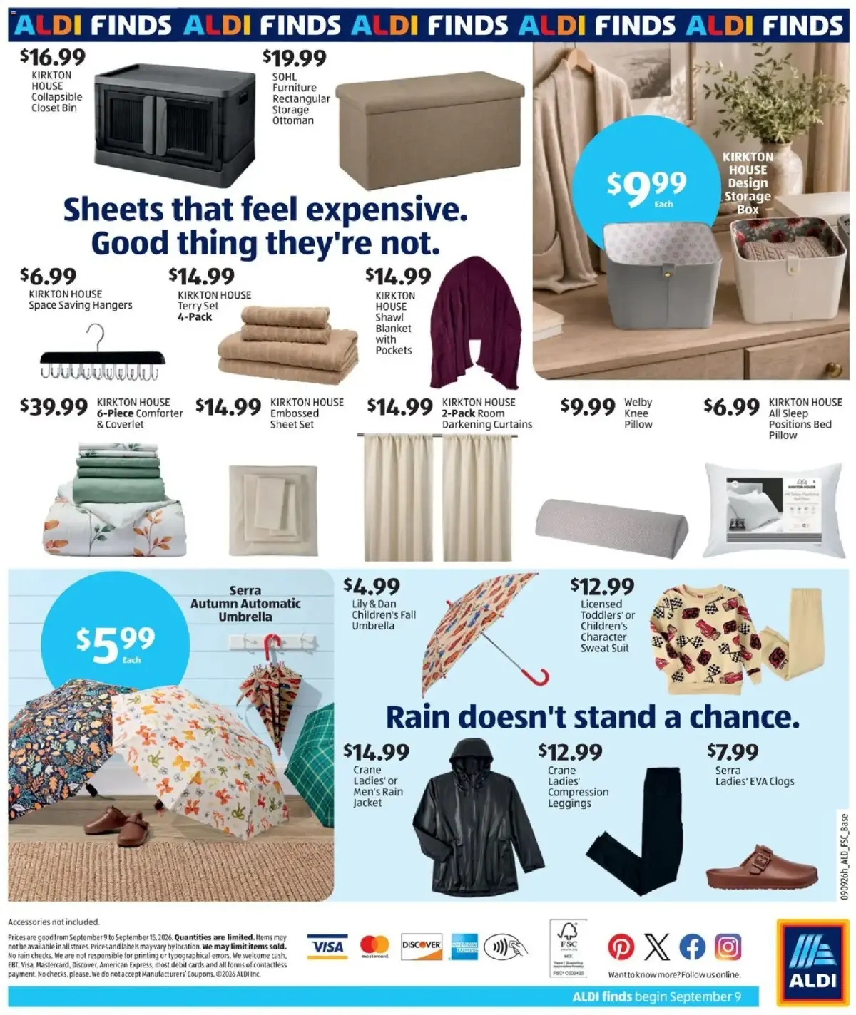 Aldi In Store Ad, page 2 of 2, valid 09/09/2026 - 09/15/2026 — Kirkton House, Serra, Crane, Pillow