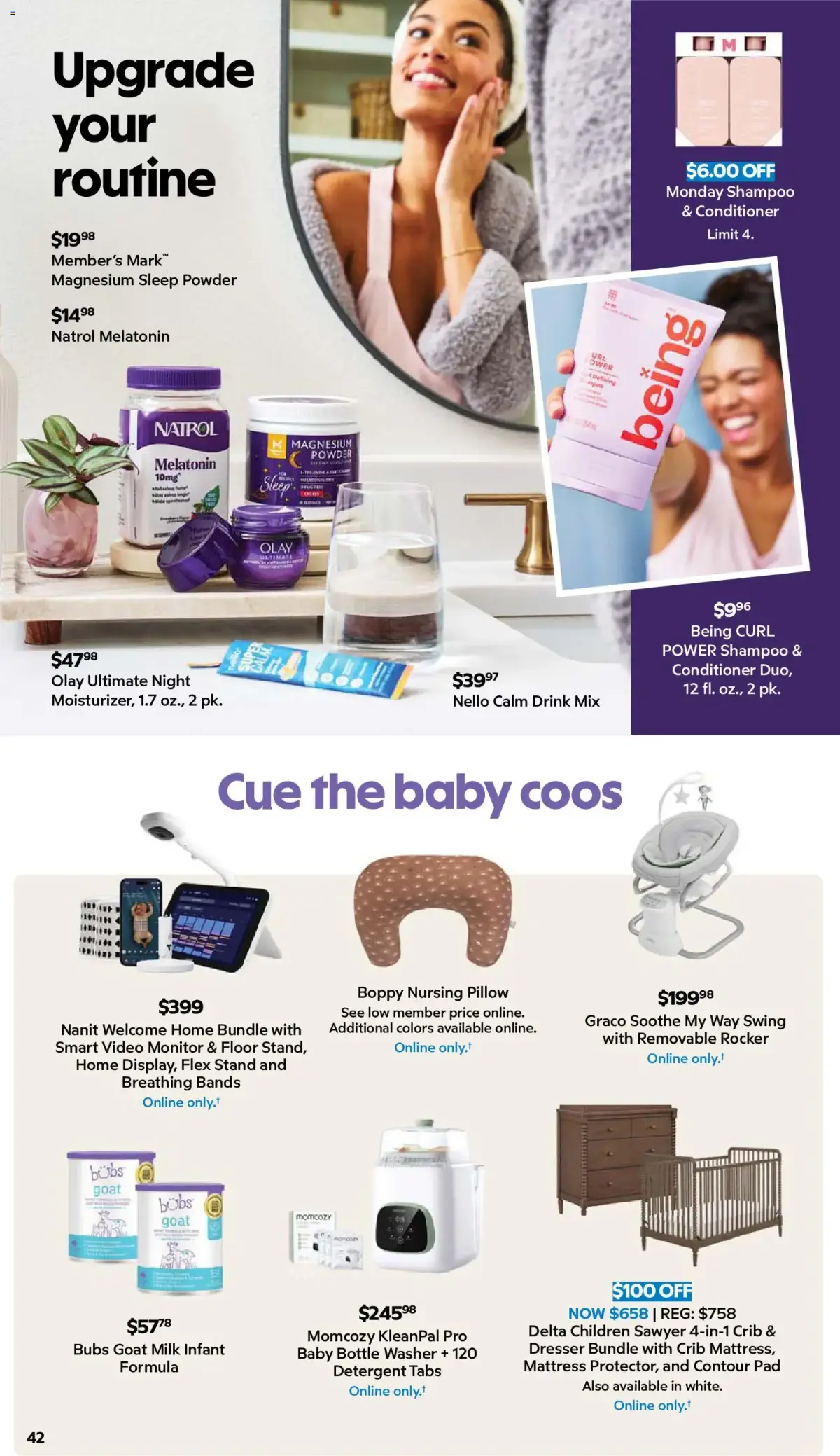 Sam's Club Weekly Ad, page 42 of 44, valid 08/26/2026 - 09/20/2026 — Magnesium, Way Swing, Being Curl, Milk Infant