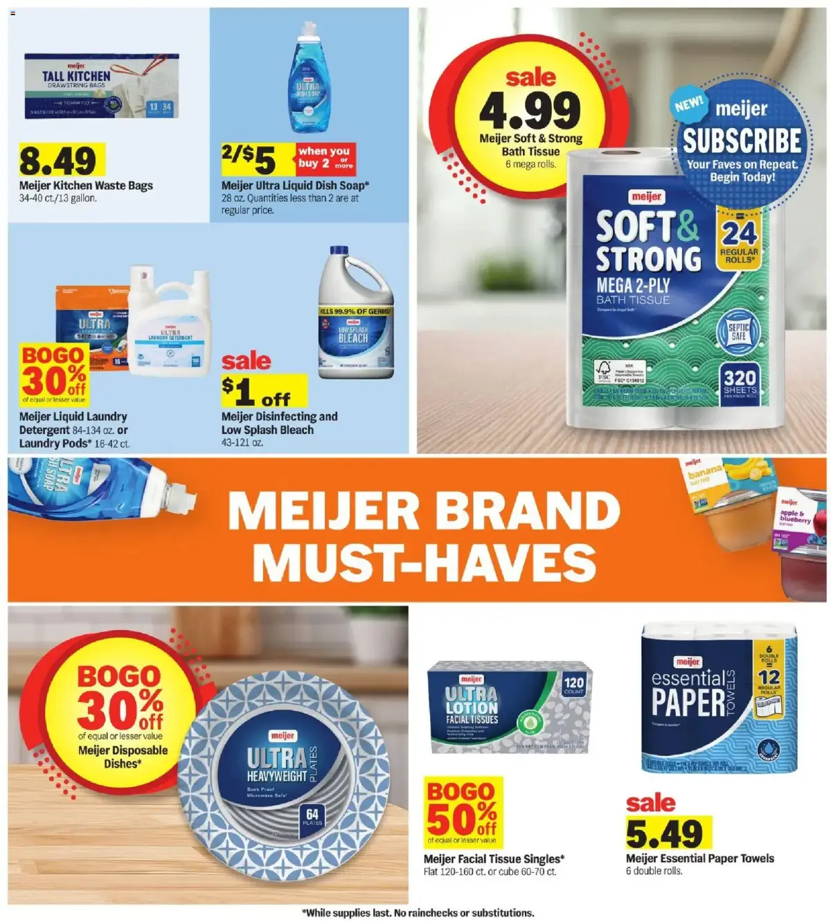 Meijer Weekly Ad, page 15 of 35, valid 09/09/2026 - 09/15/2026 — Bath Tissue, Ultra, Mega -PLY, Flat Cube