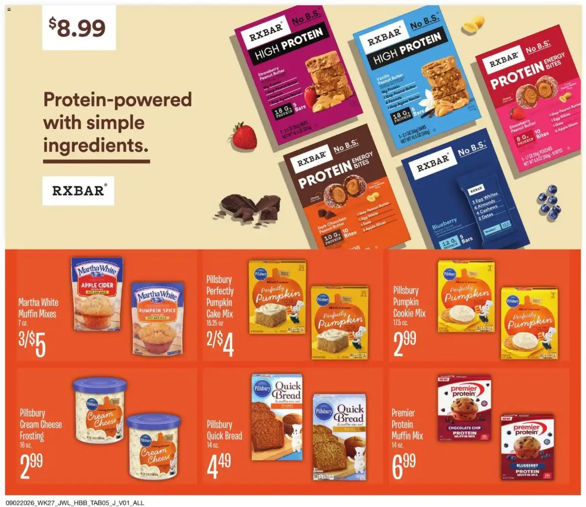 Jewel Osco Specialty Publication, page 5 of 8, valid 09/02/2026 - 09/29/2026 — Rxbar, Pumpkin, Protein, Pillsbury
