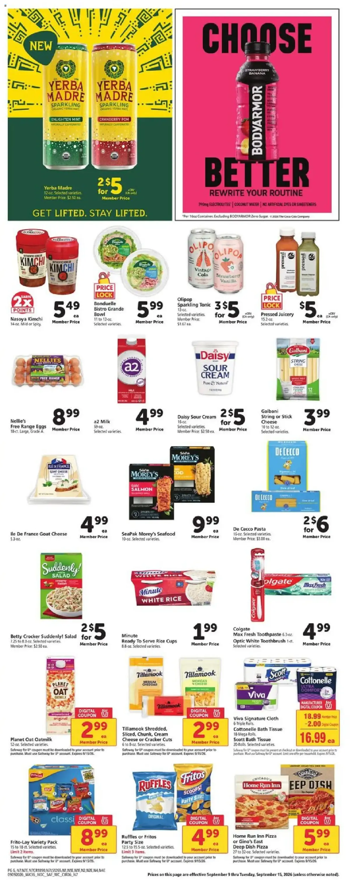Safeway Weekly Ad, page 6 of 10, valid 09/09/2026 - 09/15/2026 — Huggies, Egg Rolls, English Muffins, Lipton