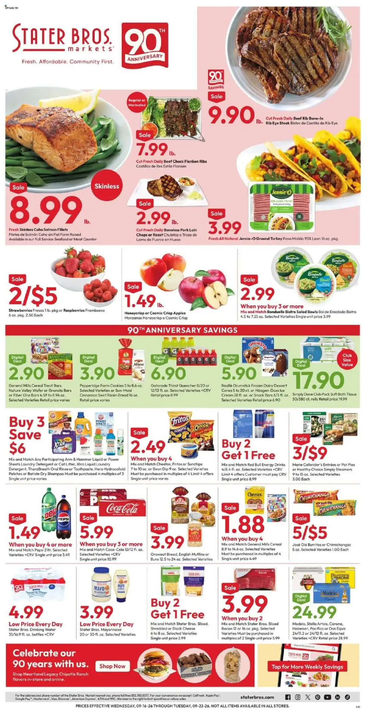 Stater Bros Weekly Ad, page 1 of 7, valid 09/16/2026 - 09/22/2026