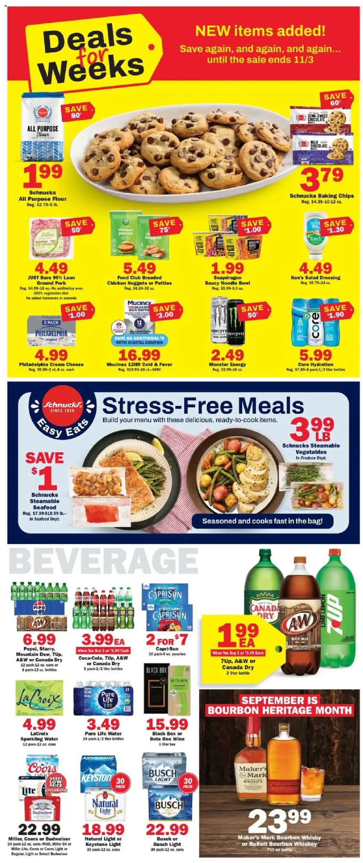 Schnucks Weekly Ad, page 3 of 5, valid 09/09/2026 - 09/15/2026 — Canada Dry, Light, Philadelphia, Bare Lean