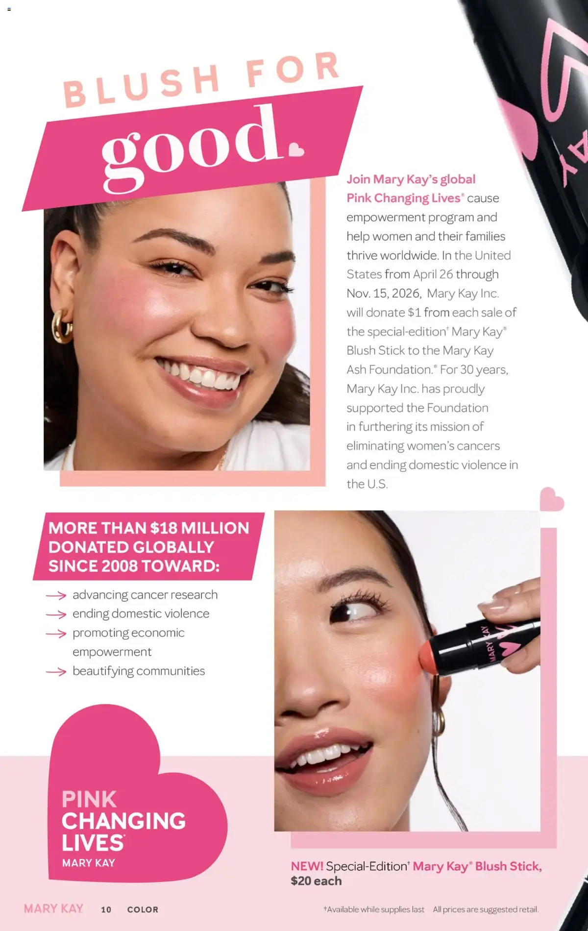 Mary Kay The Look Summer 2026, page 10 of 36, valid 05/16/2026 - 09/16/2026 — Lives Cause, Since Toward, Women's Cancers, Cancer Research