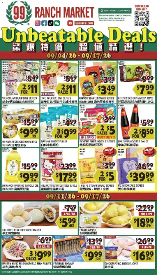 99 Ranch Market Weekly Ad preview, valid 09/11/2026 - 09/17/2026