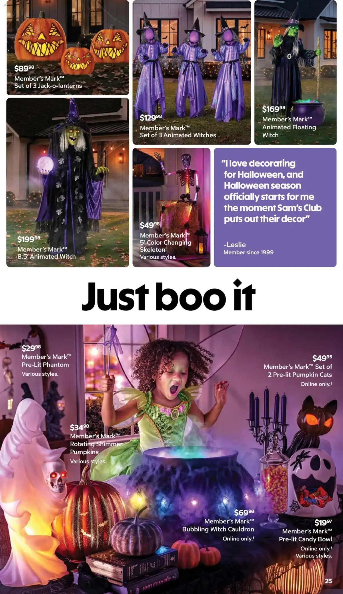 Sam's Club Weekly Ad, page 25 of 44, valid 08/26/2026 - 09/20/2026 — Member's Mark, Various Styles, Pre-lit, Just Boo