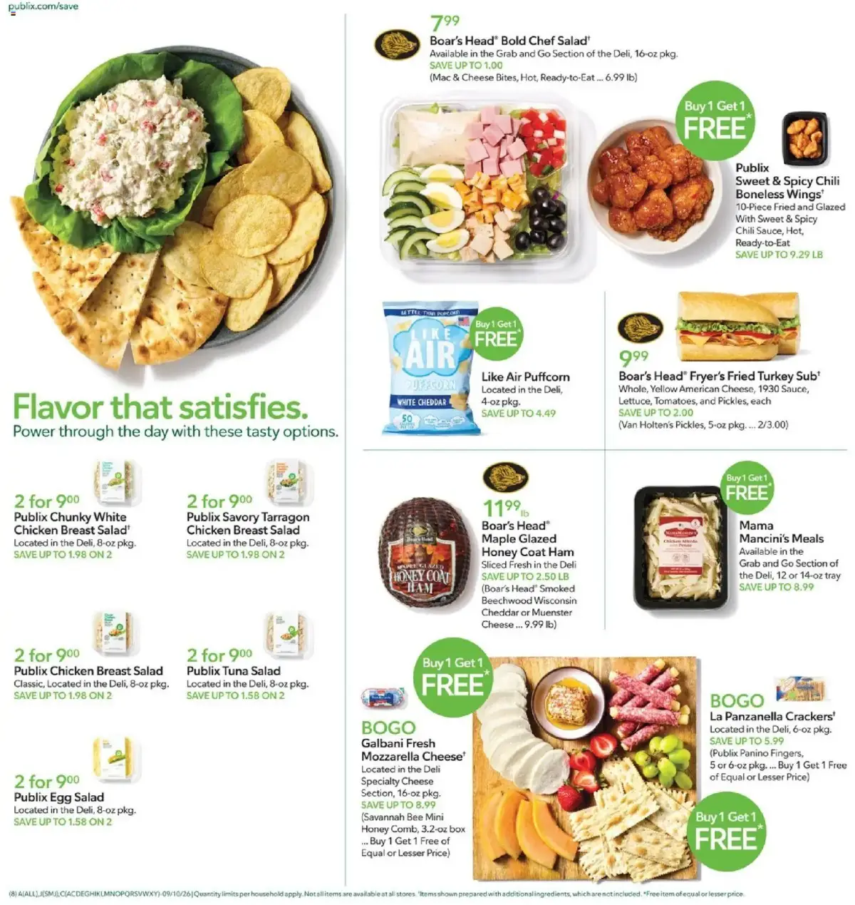 Publix Weekly Ad, page 8 of 20, valid 09/09/2026 - 09/15/2026 — Boar's, Whole Sub, Head Jerk, Tavern Ham