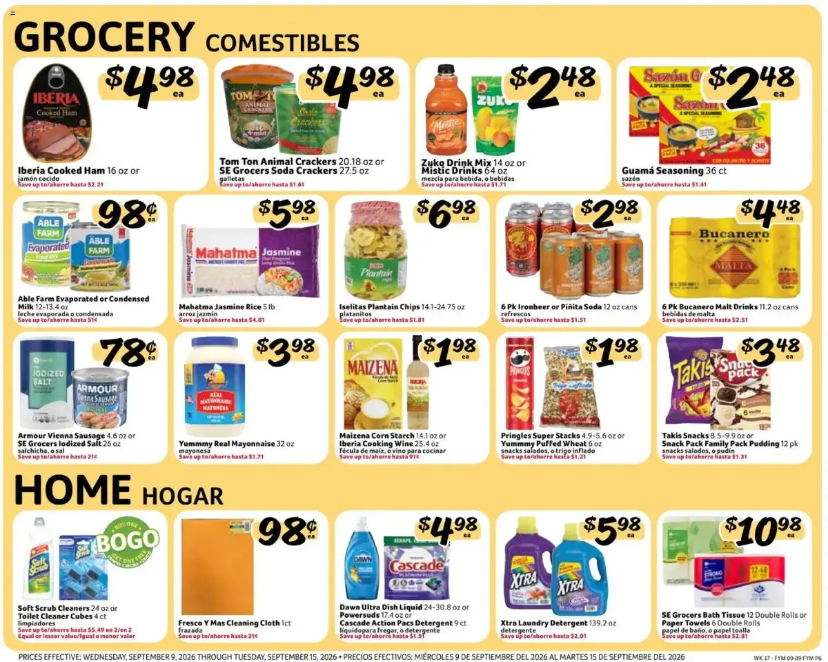 Fresco y Más Weekly Ad, page 6 of 8, valid 09/09/2026 - 09/15/2026 — Black Label, Rope Sausage, Panamei, TransOcean