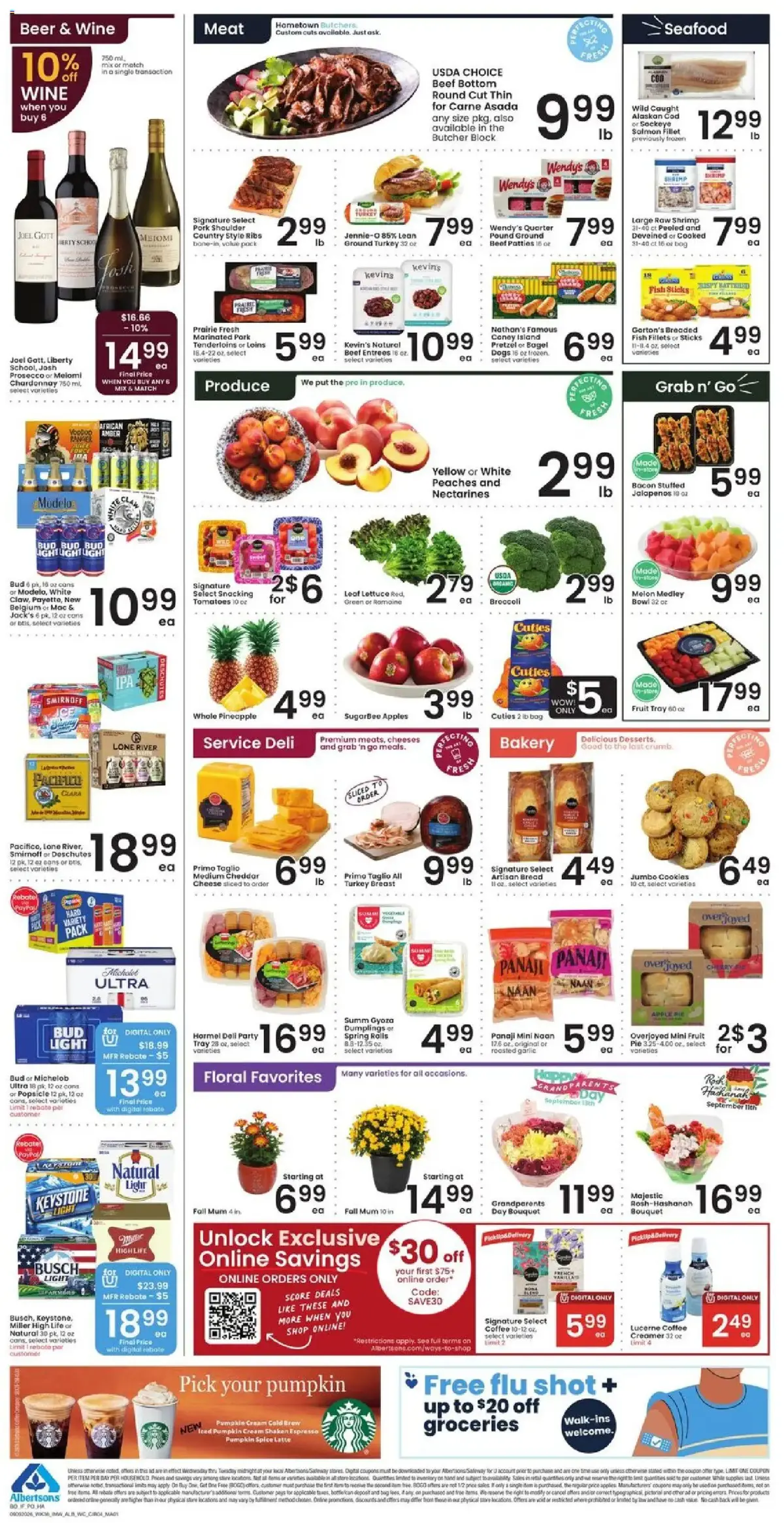 Albertsons Weekly Ad, page 5 of 9, valid 09/09/2026 - 09/15/2026 — Beer Wine, Bob Staus, Sund Wieh, Mfr Robote