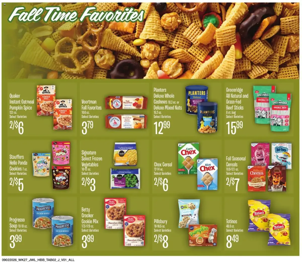 Jewel Osco Specialty Publication, page 2 of 8, valid 09/02/2026 - 09/29/2026 — Planters, Progresso, Chocolate Chip, Mixed Nuts
