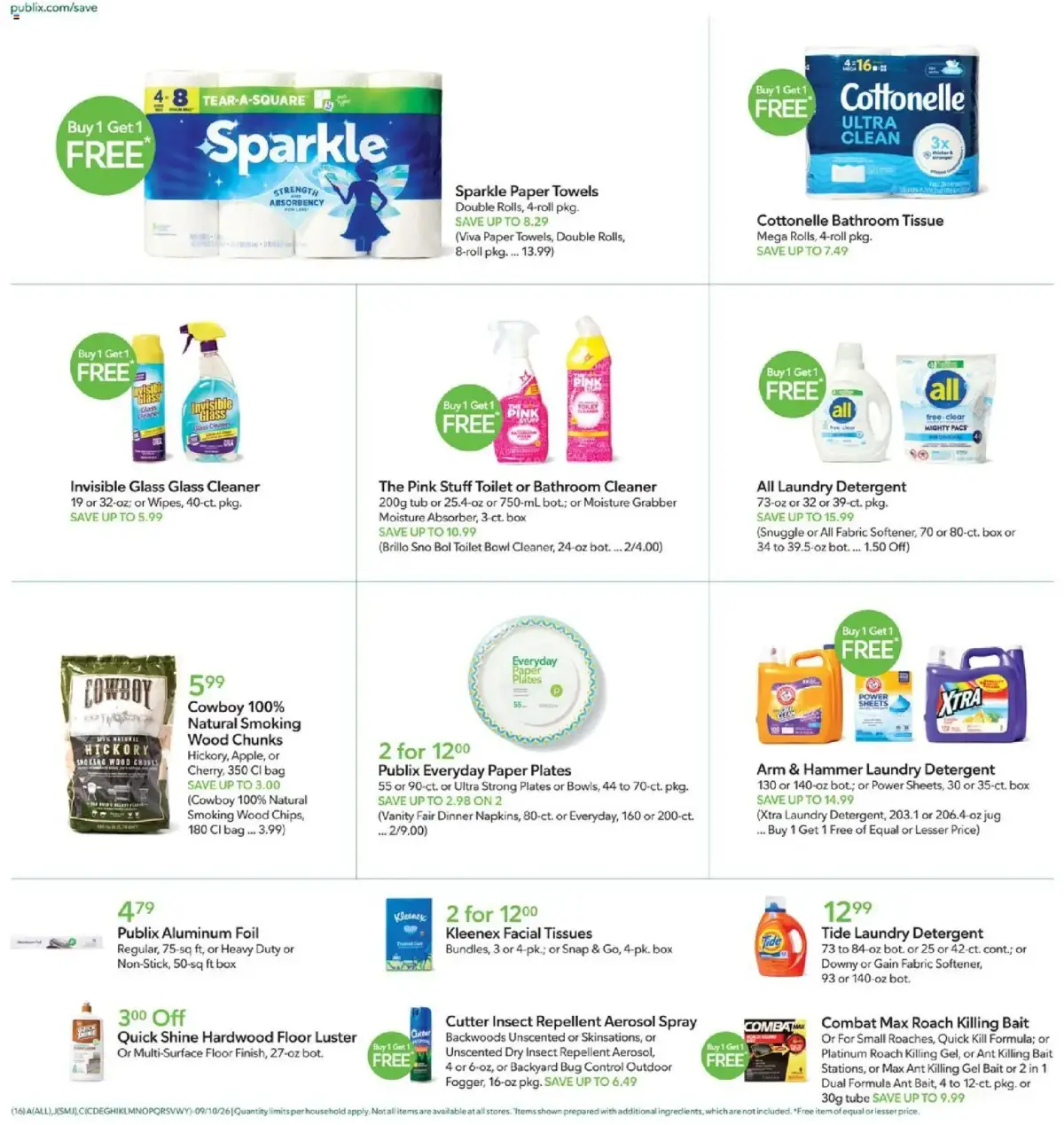 Publix Weekly Ad, page 16 of 20, valid 09/09/2026 - 09/15/2026 — Glad, Blasters, Excluding, Air Mist
