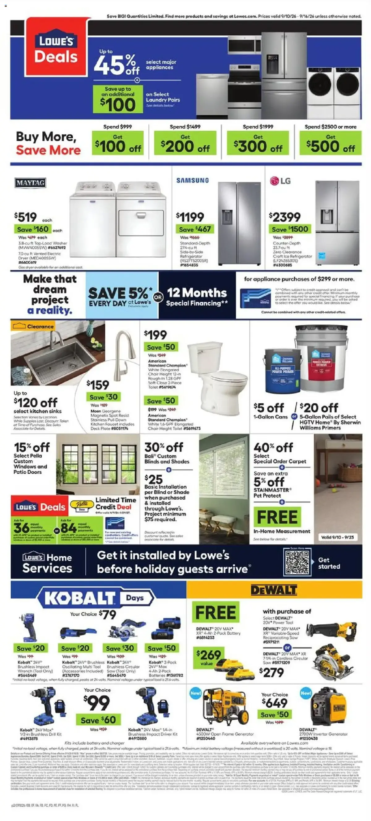 Lowe's Weekly Ad, page 2 of 2, valid 09/10/2026 - 09/16/2026 — Hounted, Starting, Mum Shown, Kids Club