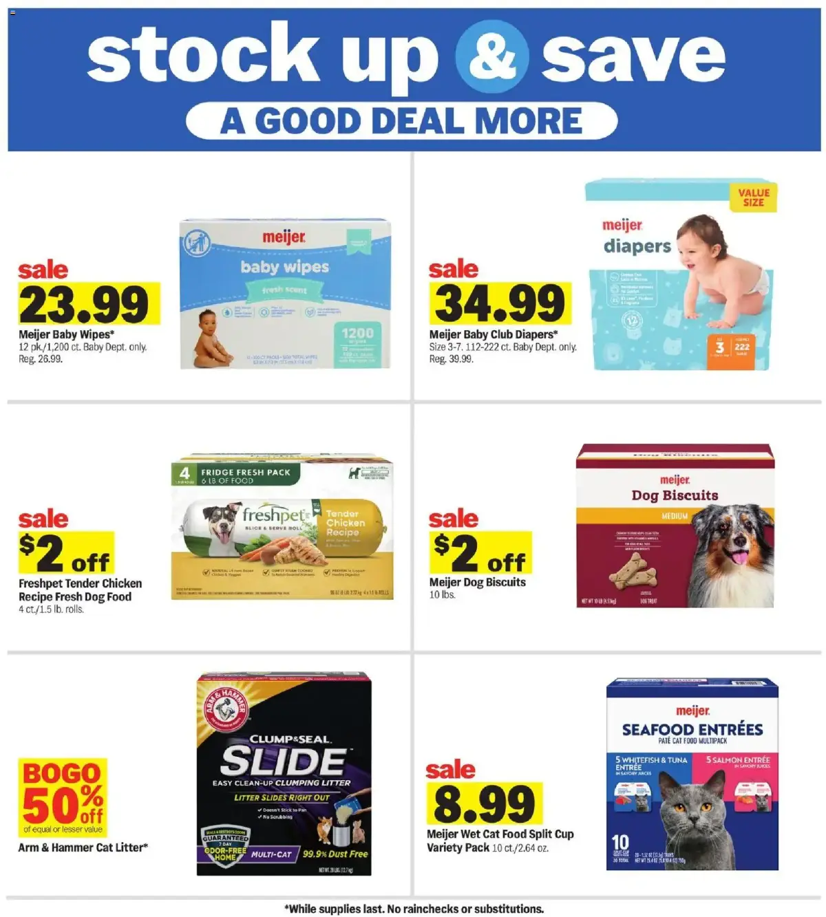 Meijer Weekly Ad, page 21 of 35, valid 09/09/2026 - 09/15/2026 — Right Out, Stick Pan, Baby Wipes, Cat Litter