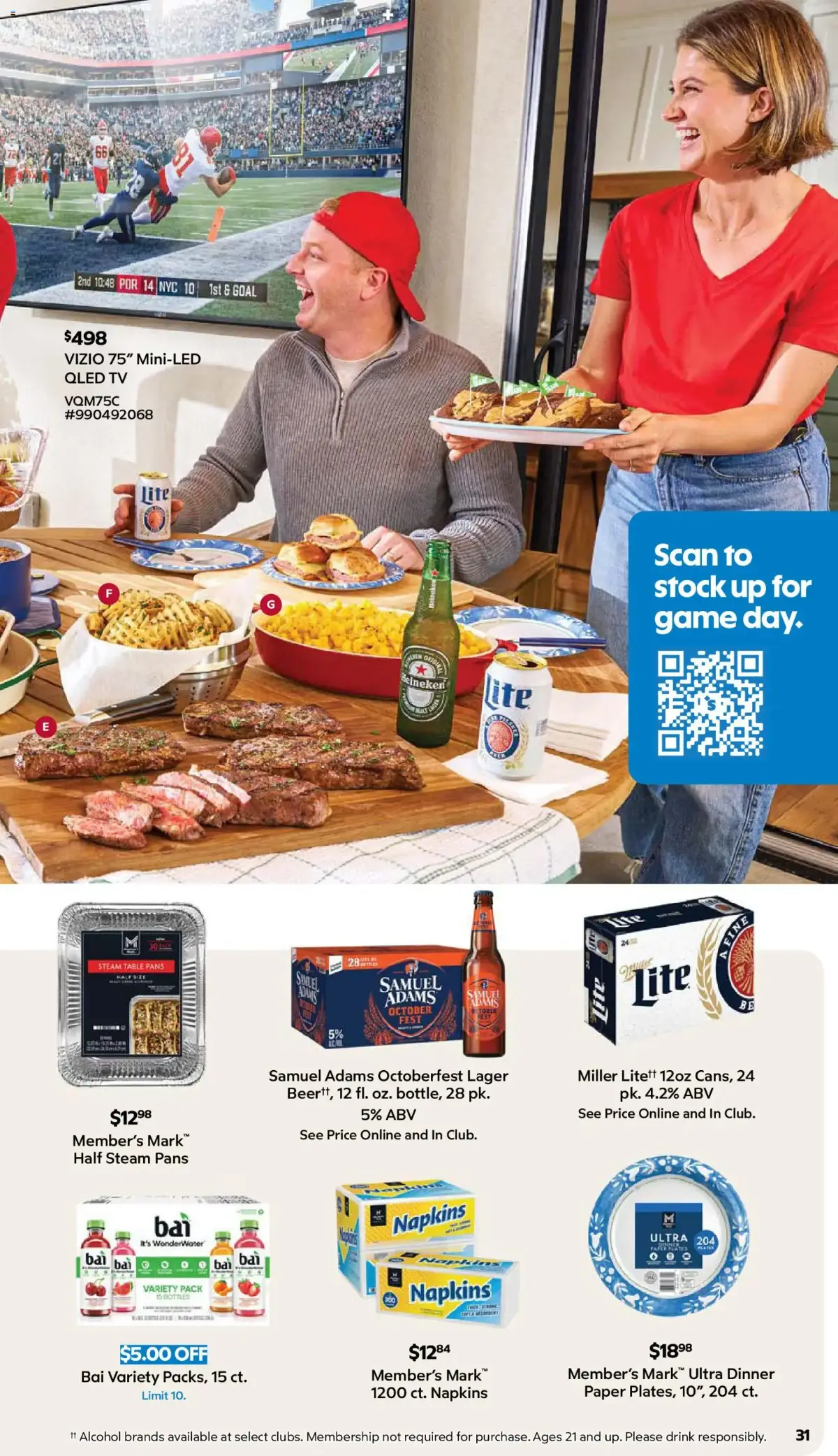 Sam's Club Weekly Ad, page 31 of 44, valid 08/26/2026 - 09/20/2026 — Napkins, Member's Mark, Samuel, Game Day
