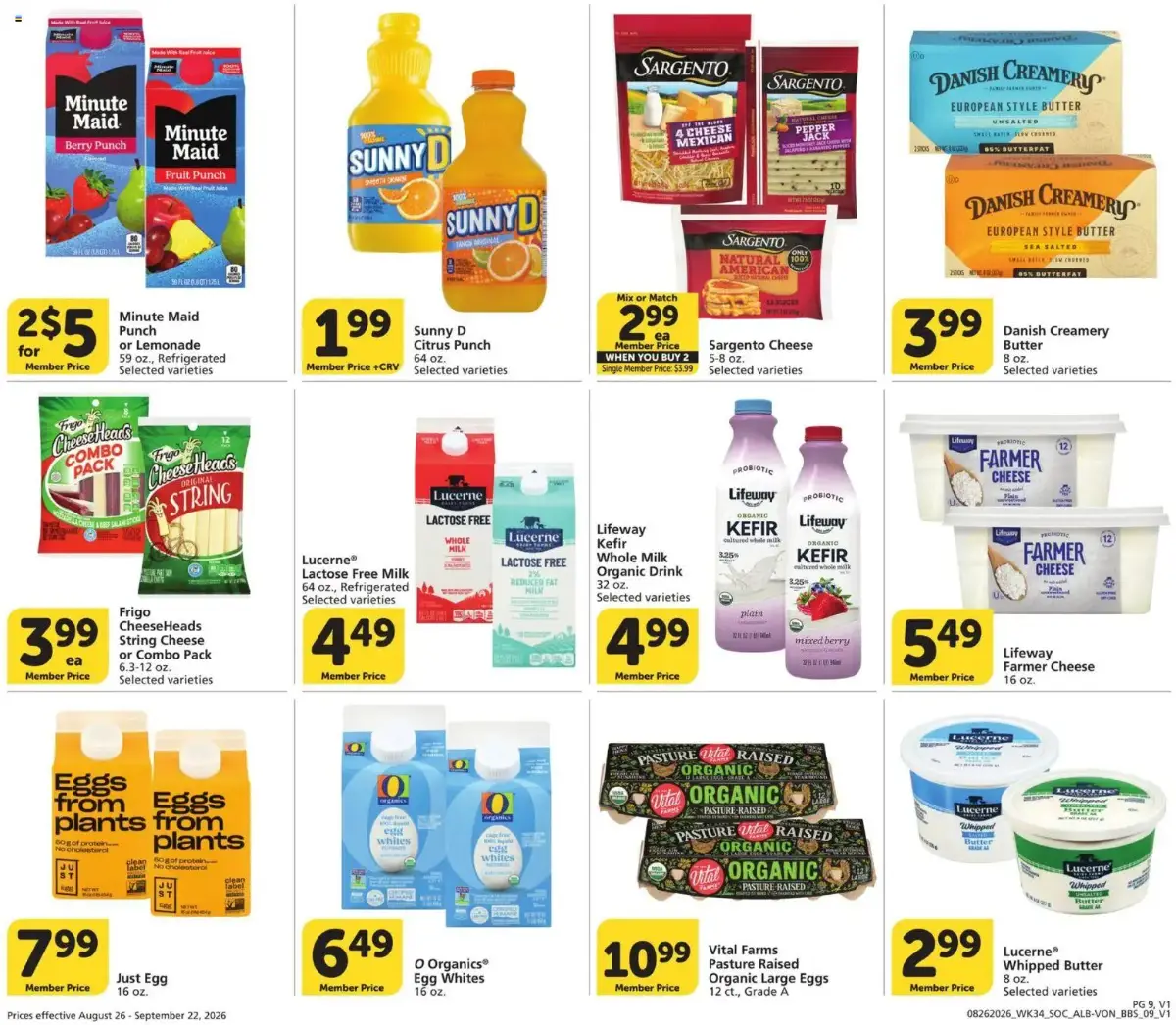 Vons Big Book of Savings, page 9 of 13, valid 08/26/2026 - 09/22/2026