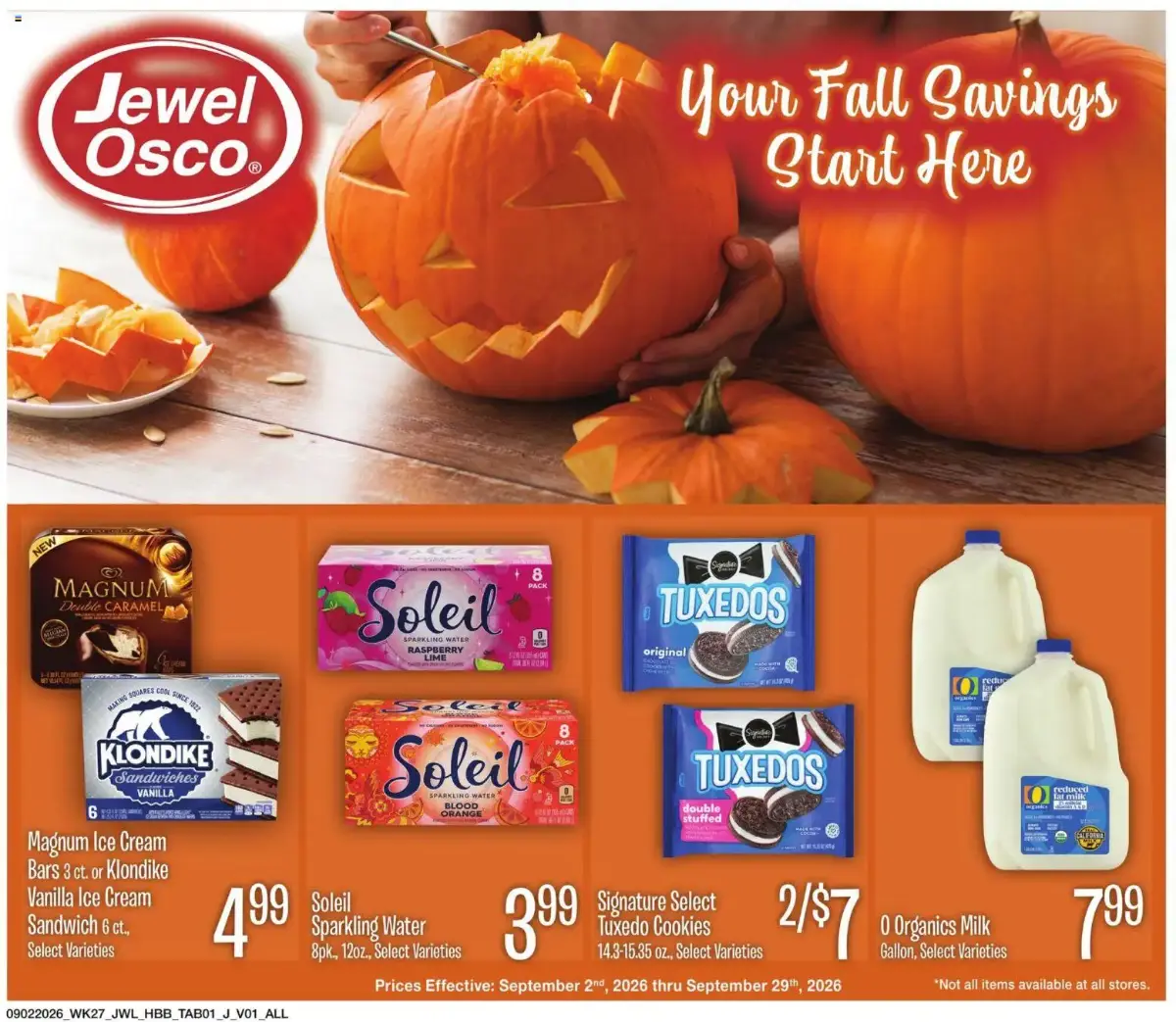 Jewel Osco Specialty Publication, page 1 of 8, valid 09/02/2026 - 09/29/2026 — Ice Cream, Magnum, Vanilla, Bars Klondike
