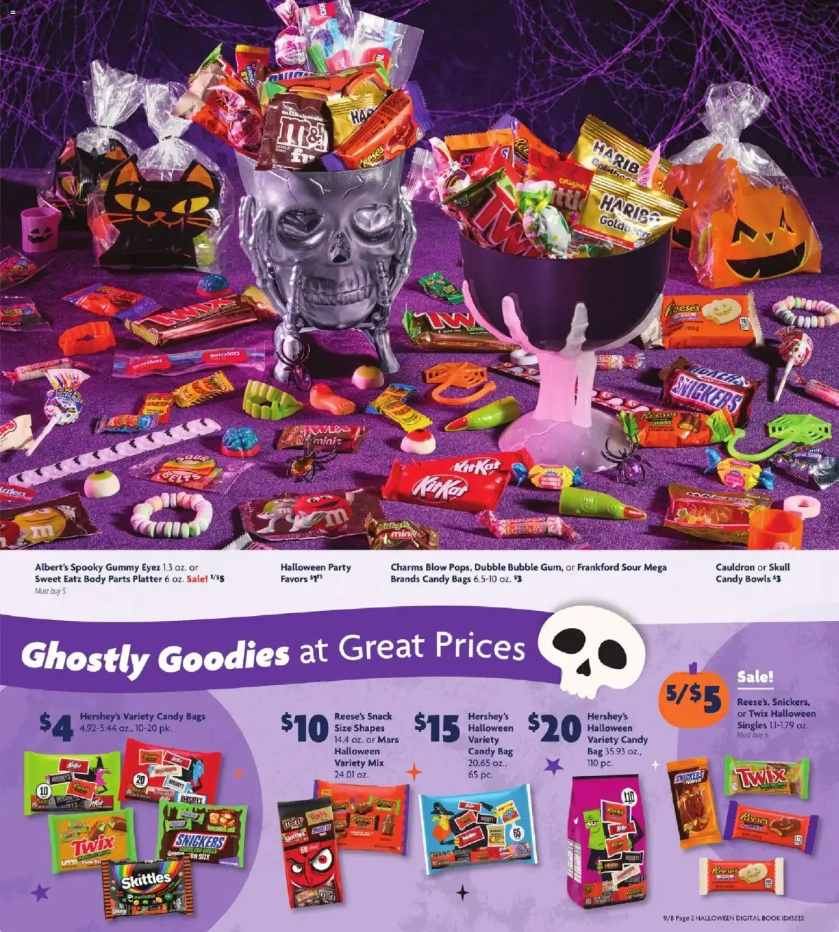 Family Dollar Halloween Book, page 2 of 11, valid 09/08/2026 - 10/31/2026 — Halloween, Gummy Eyez, Candy Bowls, Reese's Snack