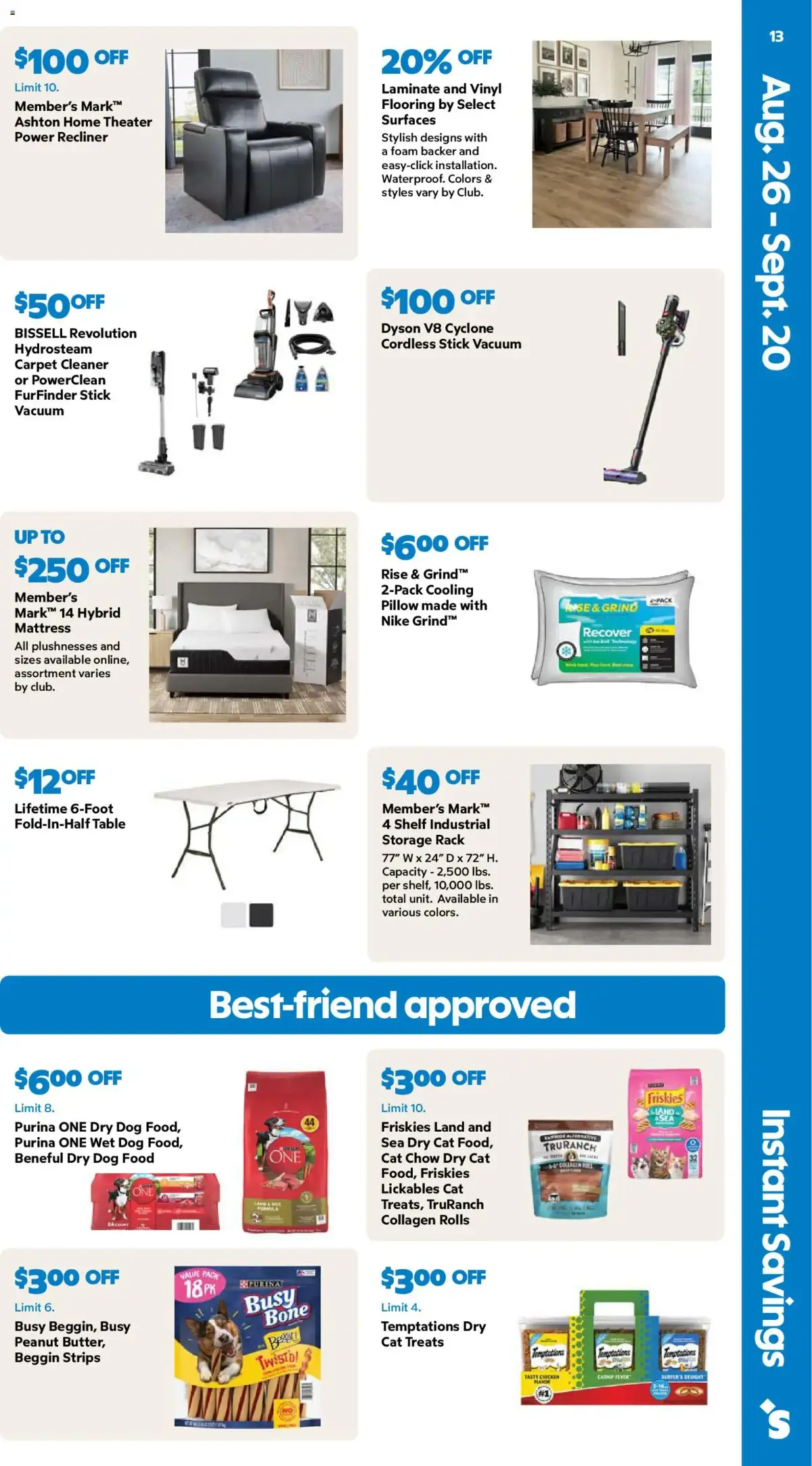 Sam's Club Weekly Ad, page 13 of 44, valid 08/26/2026 - 09/20/2026 — Member's Mark, Dry Cat, Dog Food, Cat Food