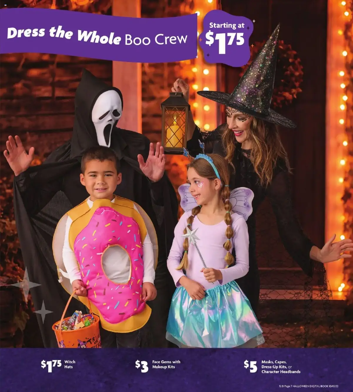 Family Dollar Halloween Book, page 3 of 11, valid 09/08/2026 - 10/31/2026 — Makeup Kits, Masks Capes, Dress-Up Kits, Character Headbands