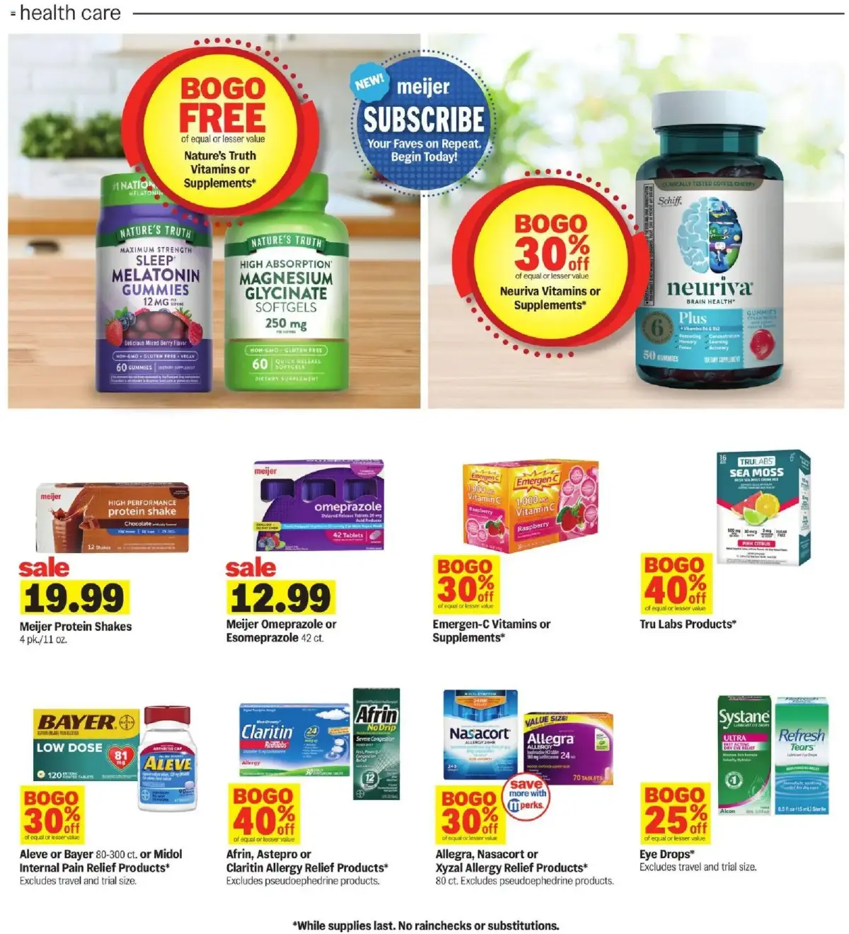 Meijer Weekly Ad, page 25 of 35, valid 09/09/2026 - 09/15/2026 — Nature's Truth, Relief Products, Supplements, Pseudoephedrine Products