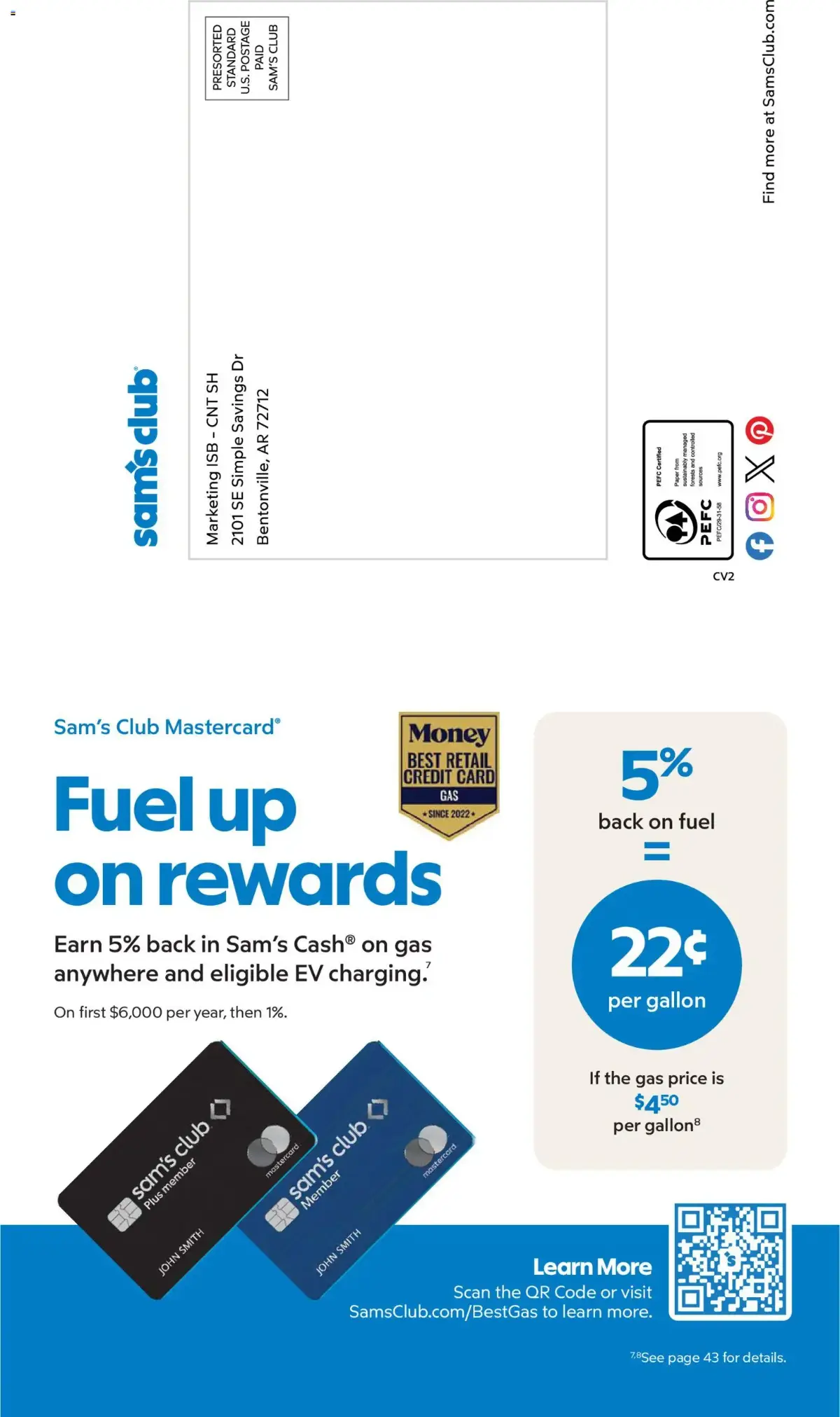 Sam's Club Weekly Ad, page 44 of 44, valid 08/26/2026 - 09/20/2026 — John Smith, Mastercard, Isb Cnt, Pefc Certified
