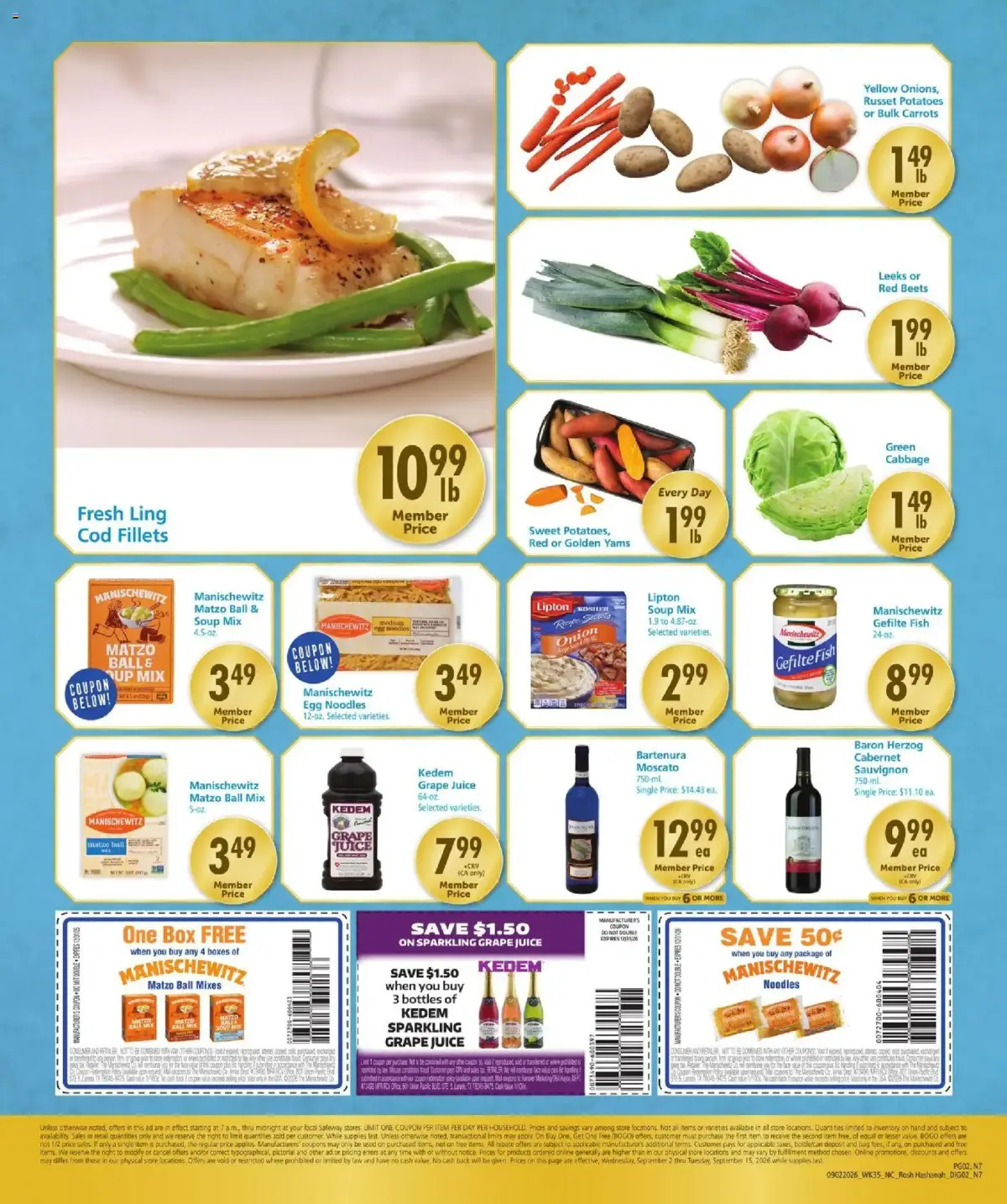 Safeway Rosh Ad, page 2 of 2, valid 09/02/2026 - 09/15/2026