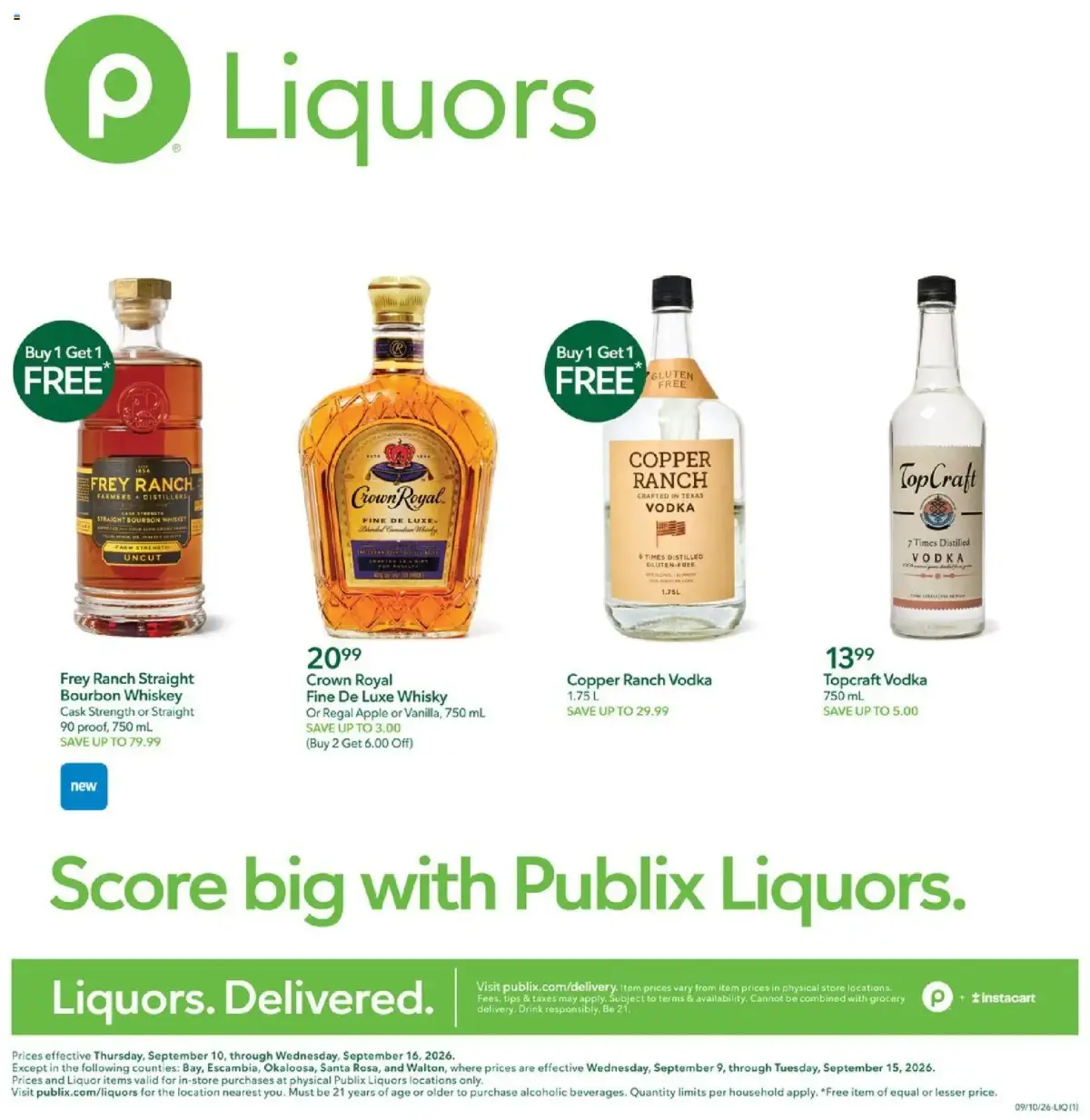 Publix offer from 09/10/2026 Publix Liquor Ad, page 1 of 4, valid 09/10/2026 - 09/16/2026