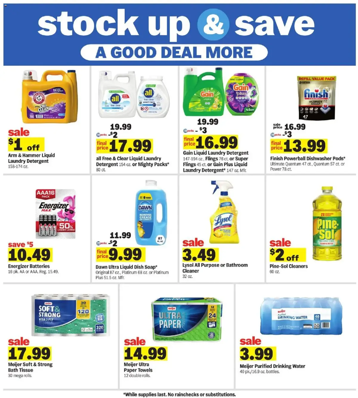 Meijer Weekly Ad, page 20 of 35, valid 09/09/2026 - 09/15/2026 — Laundry Detergent, Finish, Mega Rolls, Bath Tissue