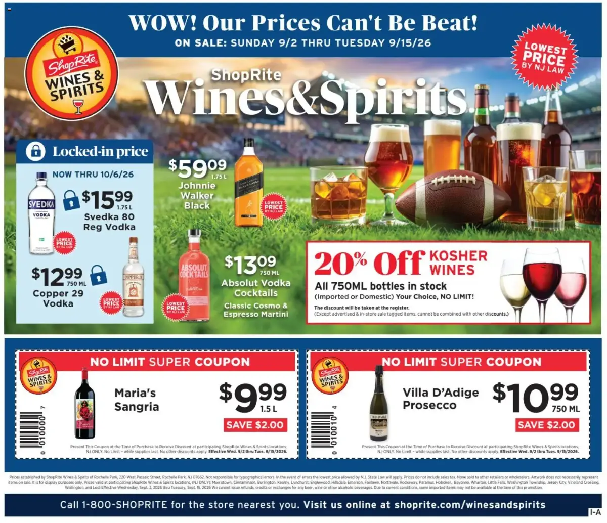 18+ ShopRite Wine &amp; Spirits, page 1 of 4, valid 09/02/2026 - 09/15/2026