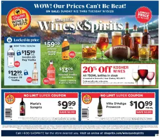 18+ ShopRite Wine & Spirits preview, valid 09/02/2026 - 09/15/2026