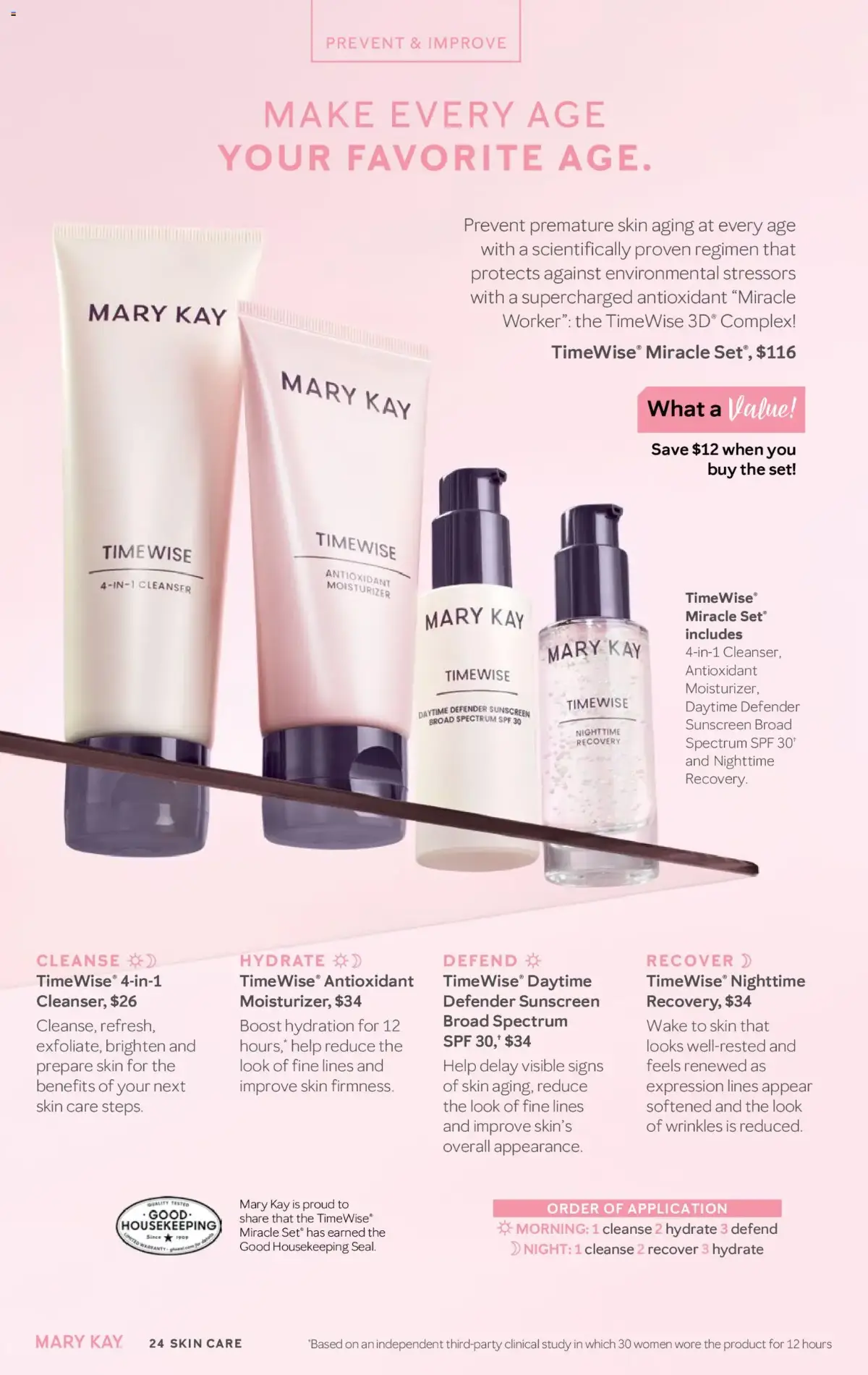 Mary Kay The Look Summer 2026, page 24 of 36, valid 05/16/2026 - 09/16/2026 — Cleanser, Recovery, Miracle Set, Spectrum Spf
