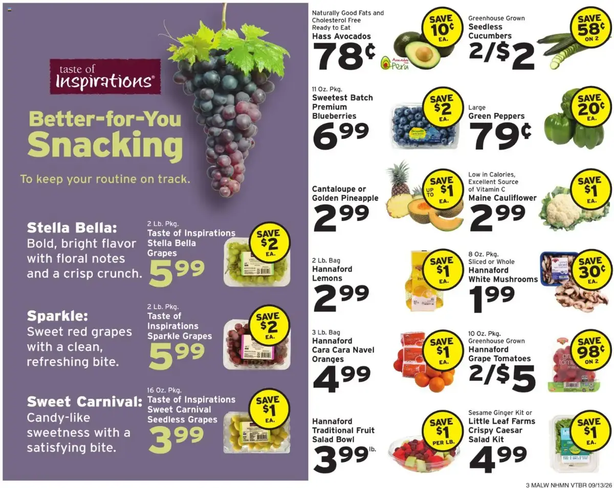 Hannaford Weekly Ad, page 3 of 16, valid 09/13/2026 - 09/19/2026