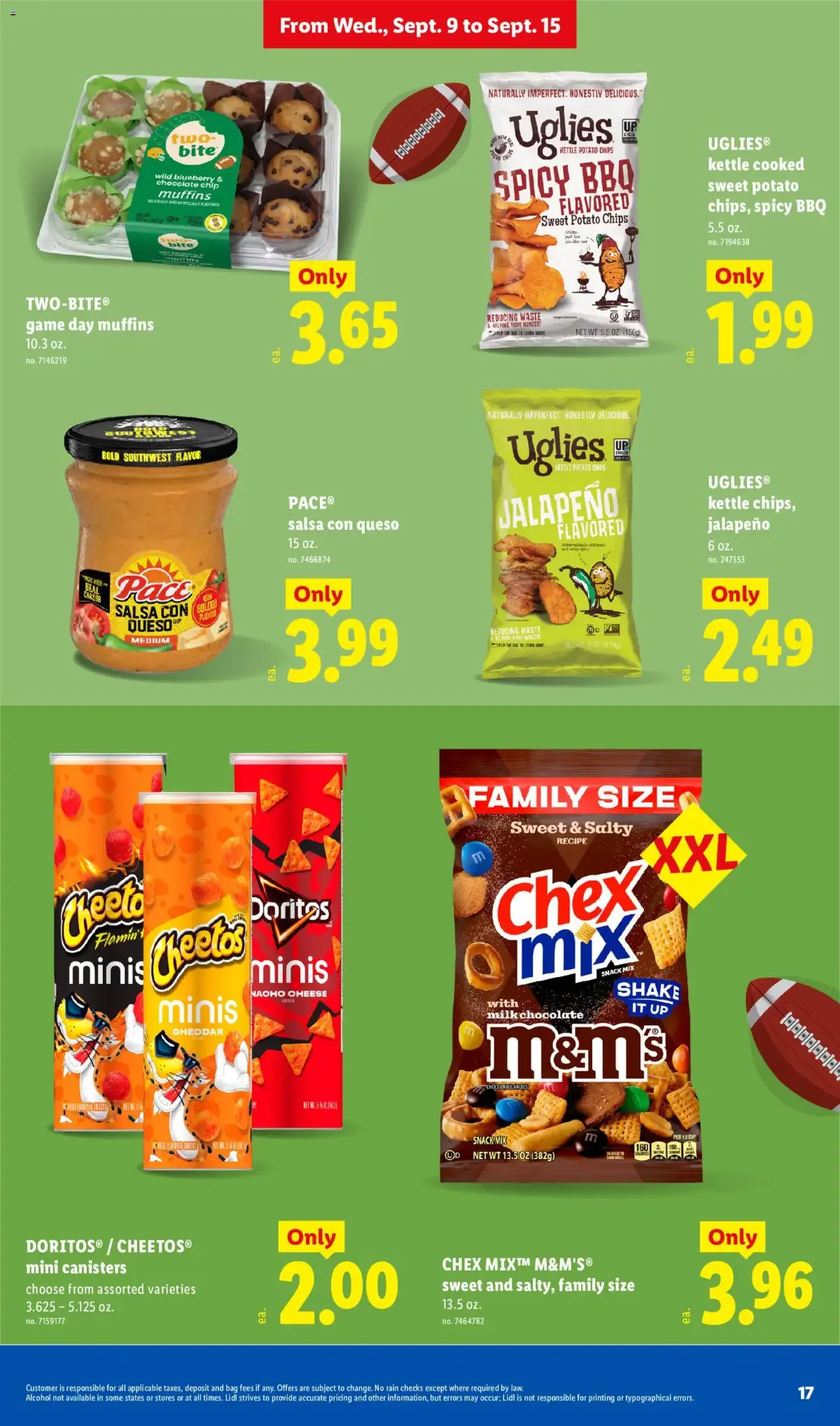 Lidl Weekly Ad, page 17 of 34, valid 09/09/2026 - 09/15/2026 — Minis, Uglies, Potato Chips, Flavored