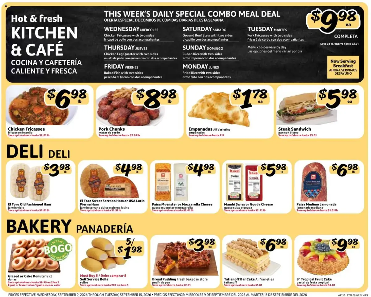 Fresco y Más Weekly Ad, page 4 of 8, valid 09/09/2026 - 09/15/2026 — Paisa, Bar Cake, Deli Deli, Fried Rice