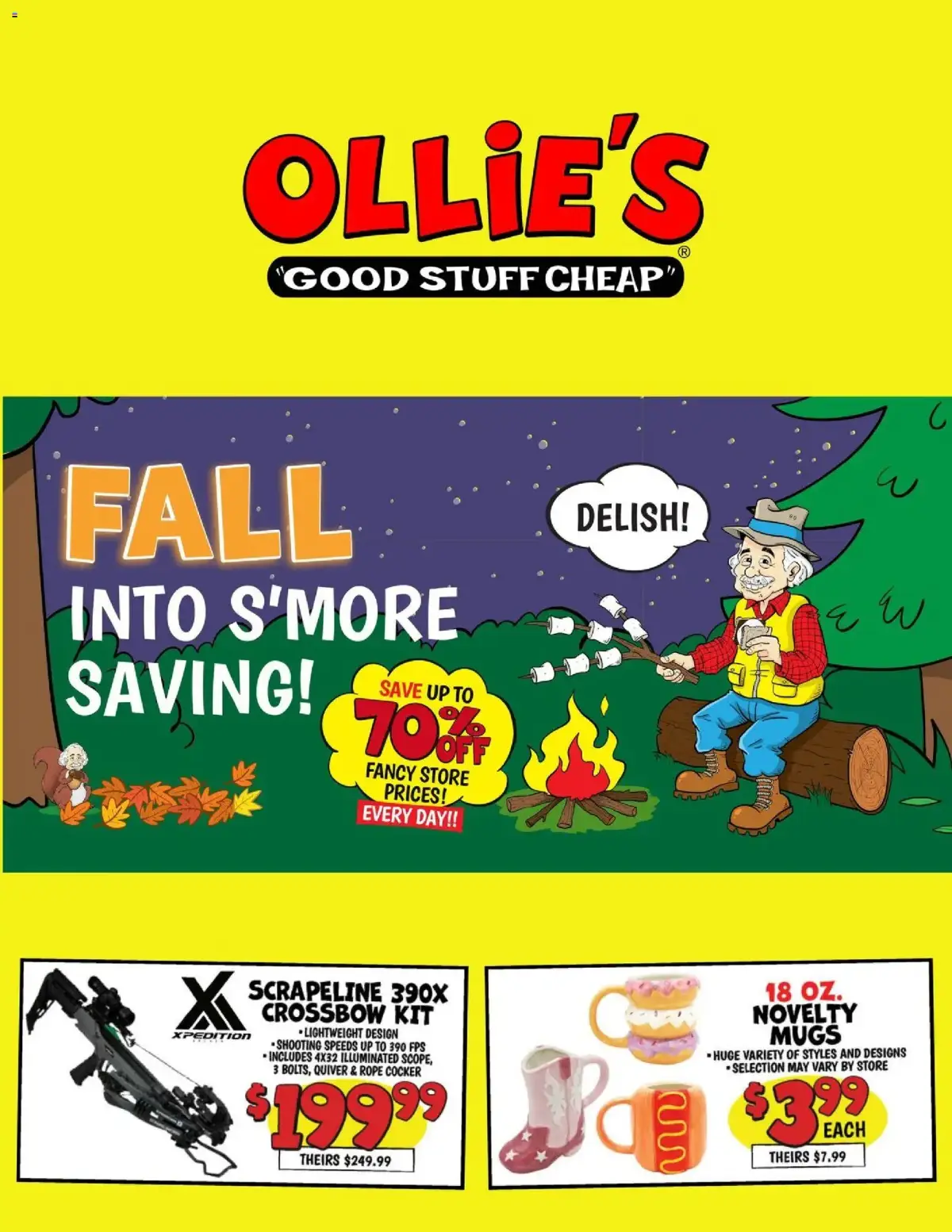 Ollie's Weekly Ad, page 1 of 4, valid 09/07/2026 - 09/13/2026 — Theirs, Speeds Fps, Into S'MORE, Rope Cocker