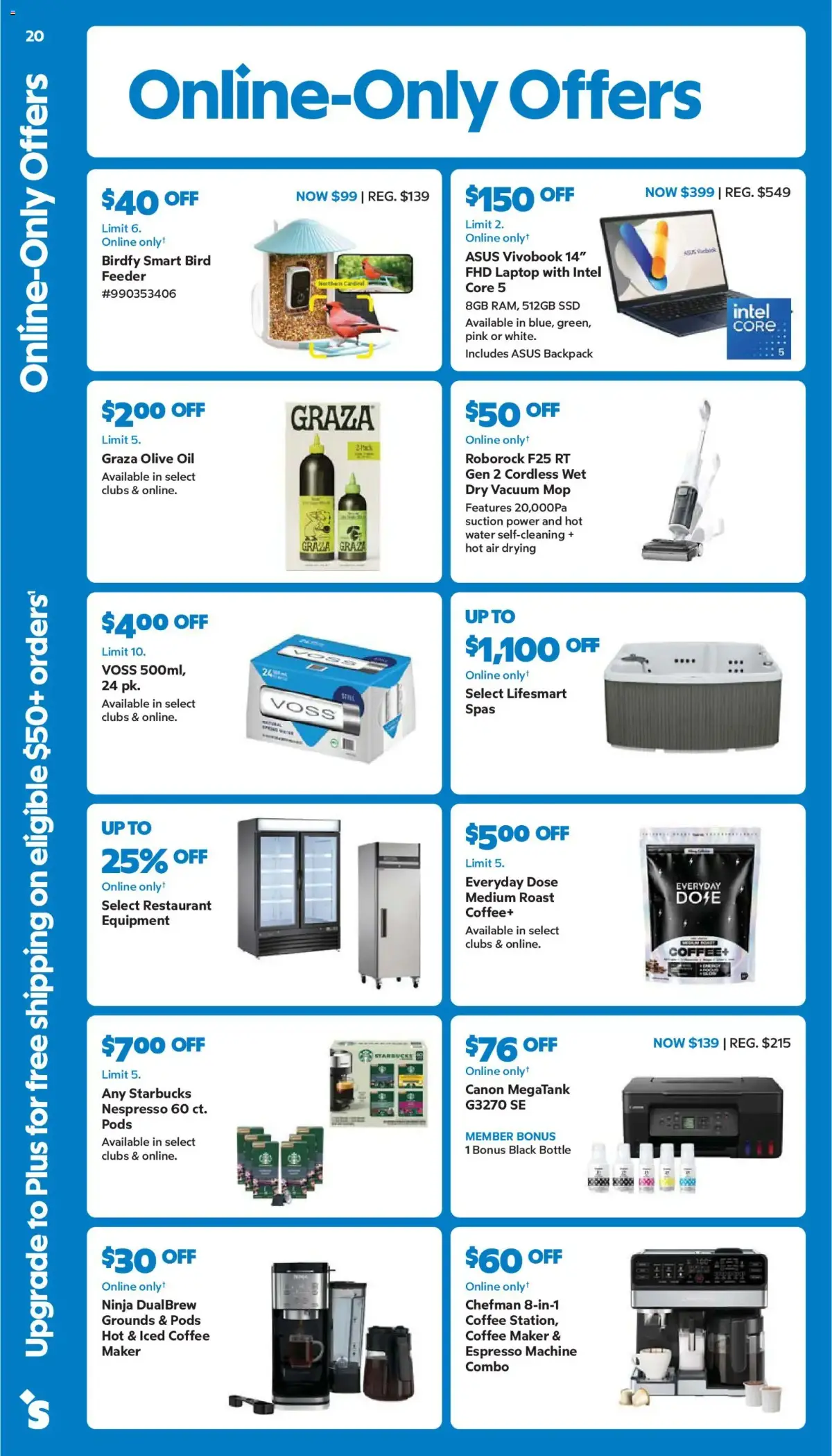 Sam's Club Weekly Ad, page 20 of 44, valid 08/26/2026 - 09/20/2026 — Online Onlyt, Clubs Online, Coffee, Olive Oil