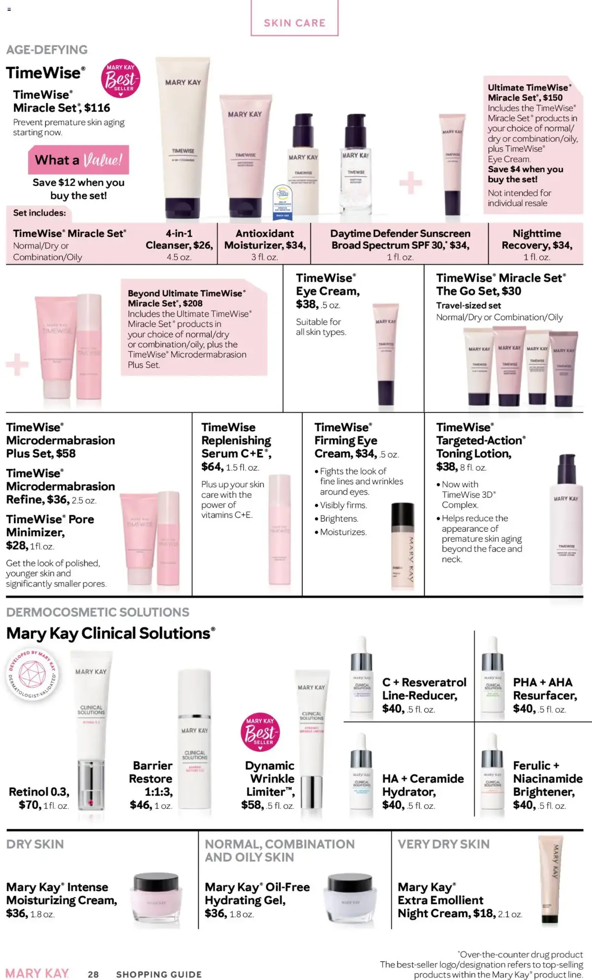 Mary Kay The Look Summer 2026, page 28 of 36, valid 05/16/2026 - 09/16/2026 — Miracle Set, Time Wise, Combination Oily, Dry Skin