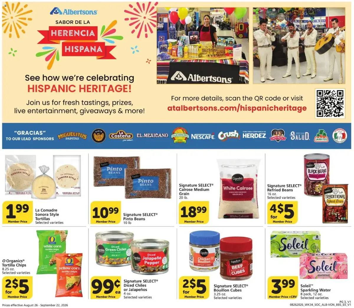 Vons Big Book of Savings, page 3 of 13, valid 08/26/2026 - 09/22/2026