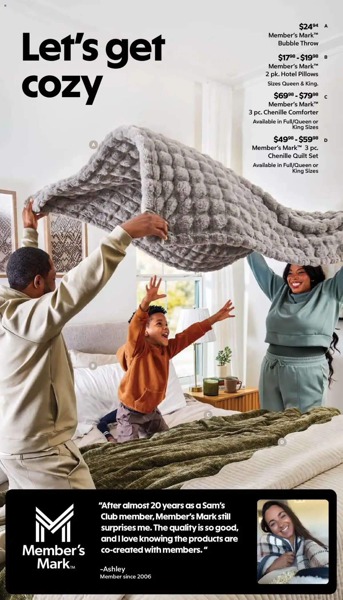 Sam's Club Weekly Ad, page 38 of 44, valid 08/26/2026 - 09/20/2026 — Member's Mark, Quilt Set, Bubble Throw, Hotel Pillows