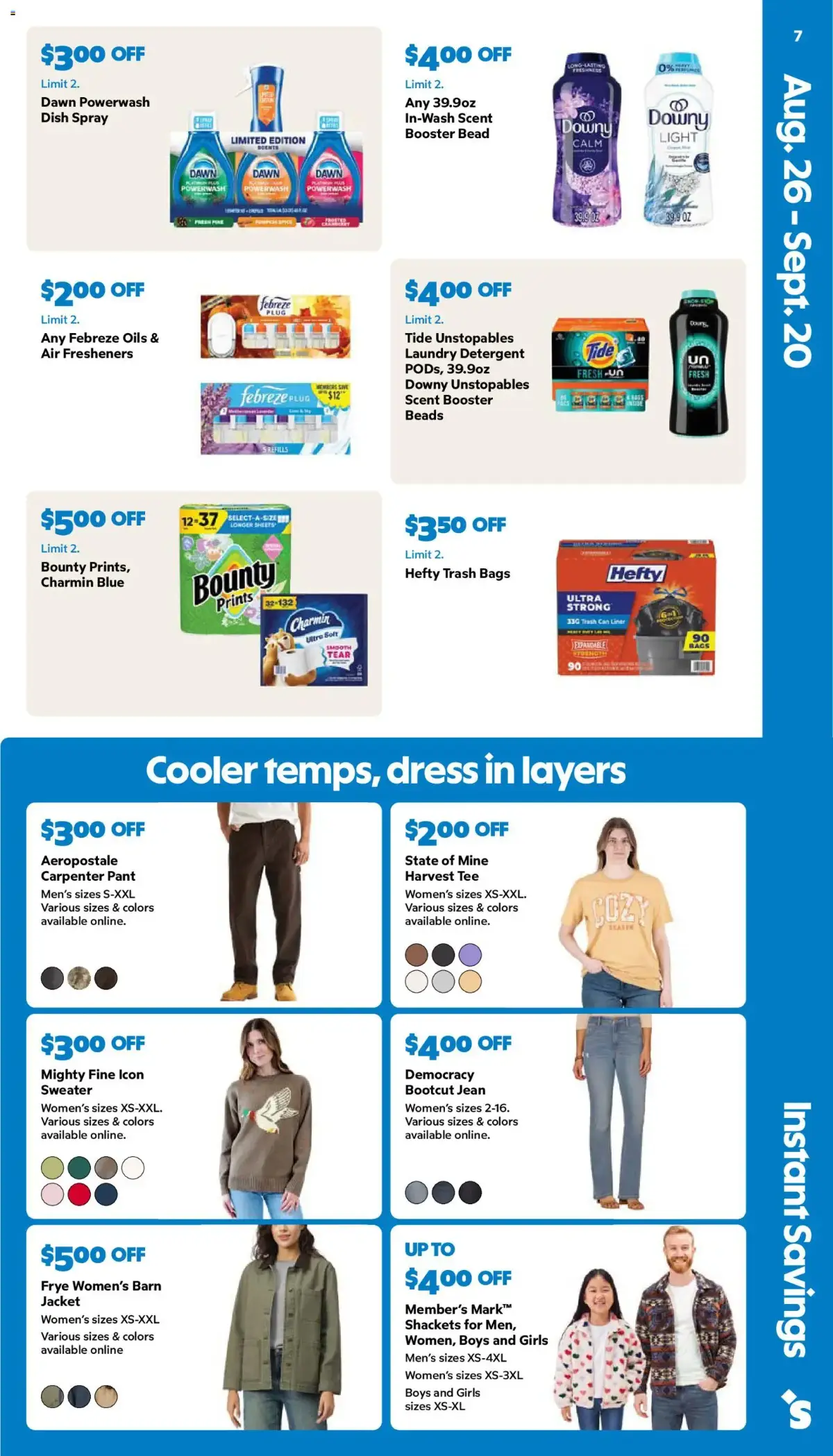 Sam's Club Weekly Ad, page 7 of 44, valid 08/26/2026 - 09/20/2026 — Aug Sept, Fine Icon, Dish Spray, Trash Bags