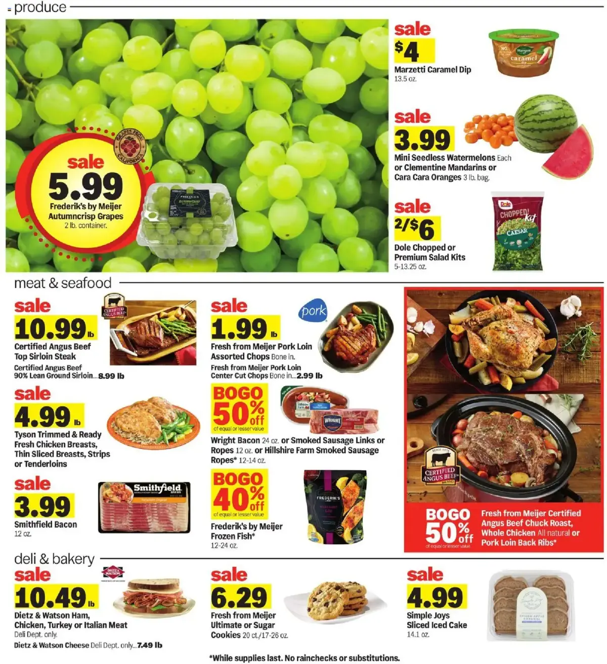 Meijer Weekly Ad, page 2 of 35, valid 09/09/2026 - 09/15/2026 — Certified, Angus Beef, Iced Cake, Salad Kits