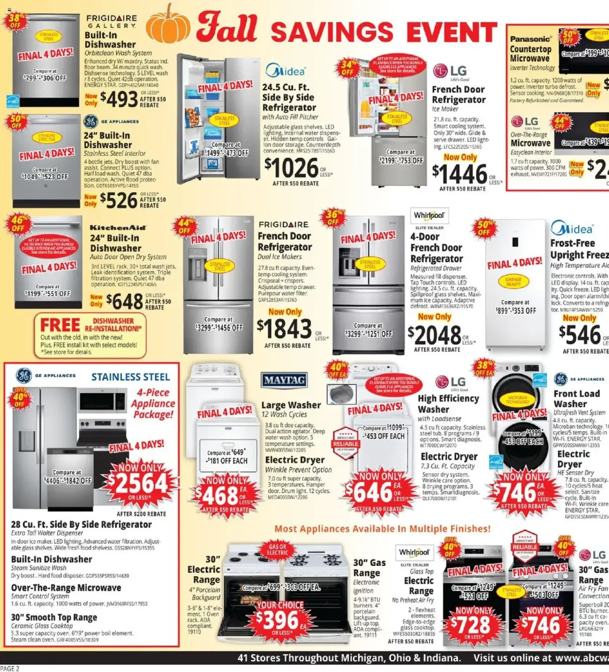 ABC Warehouse Weekly Ad, page 2 of 4, valid 09/13/2026 - 09/19/2026